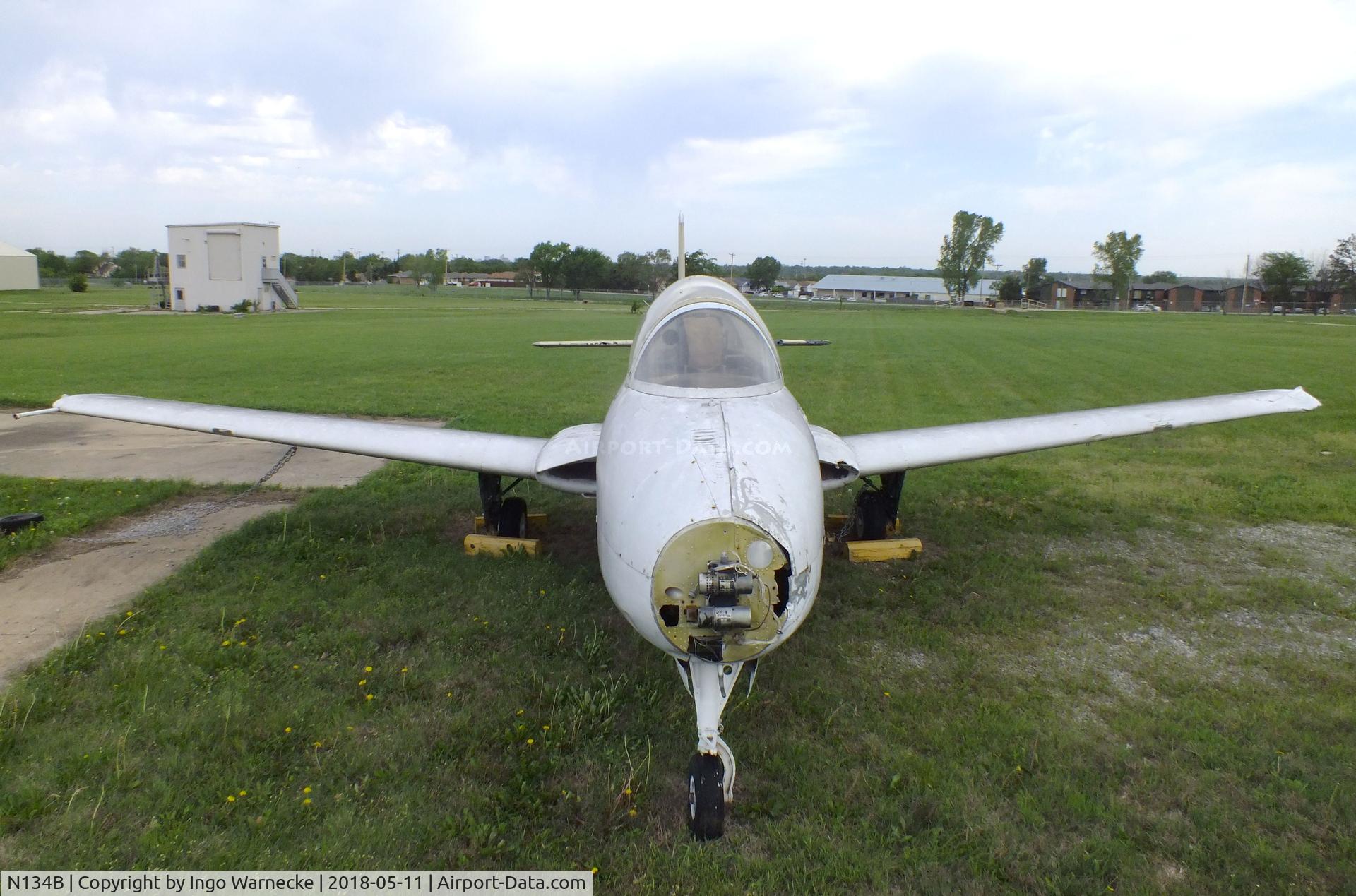 N134B, 1955 Beech 73 Jet Mentor C/N F-1, Beechcraft 73 Jet Mentor, awaiting restoration at the Kansas Aviation Museum, Wichita KS