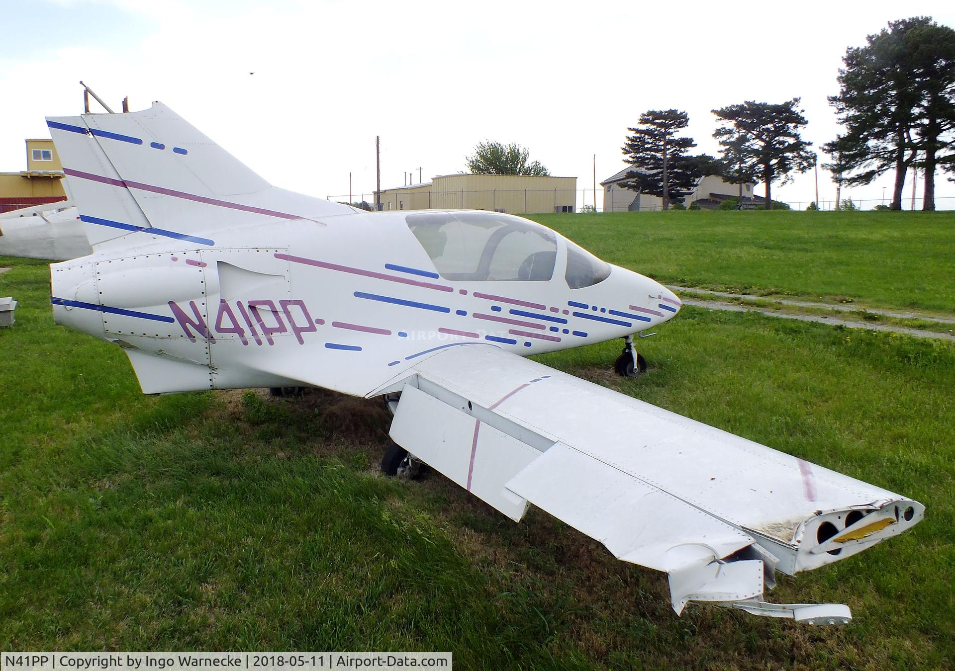 N41PP, 1985 Prescott Aeronautical Pusher C/N 001, Prescott Pusher (minus propeller and tailplane), awaiting restoration at the Kansas Aviation Museum, Wichita KS