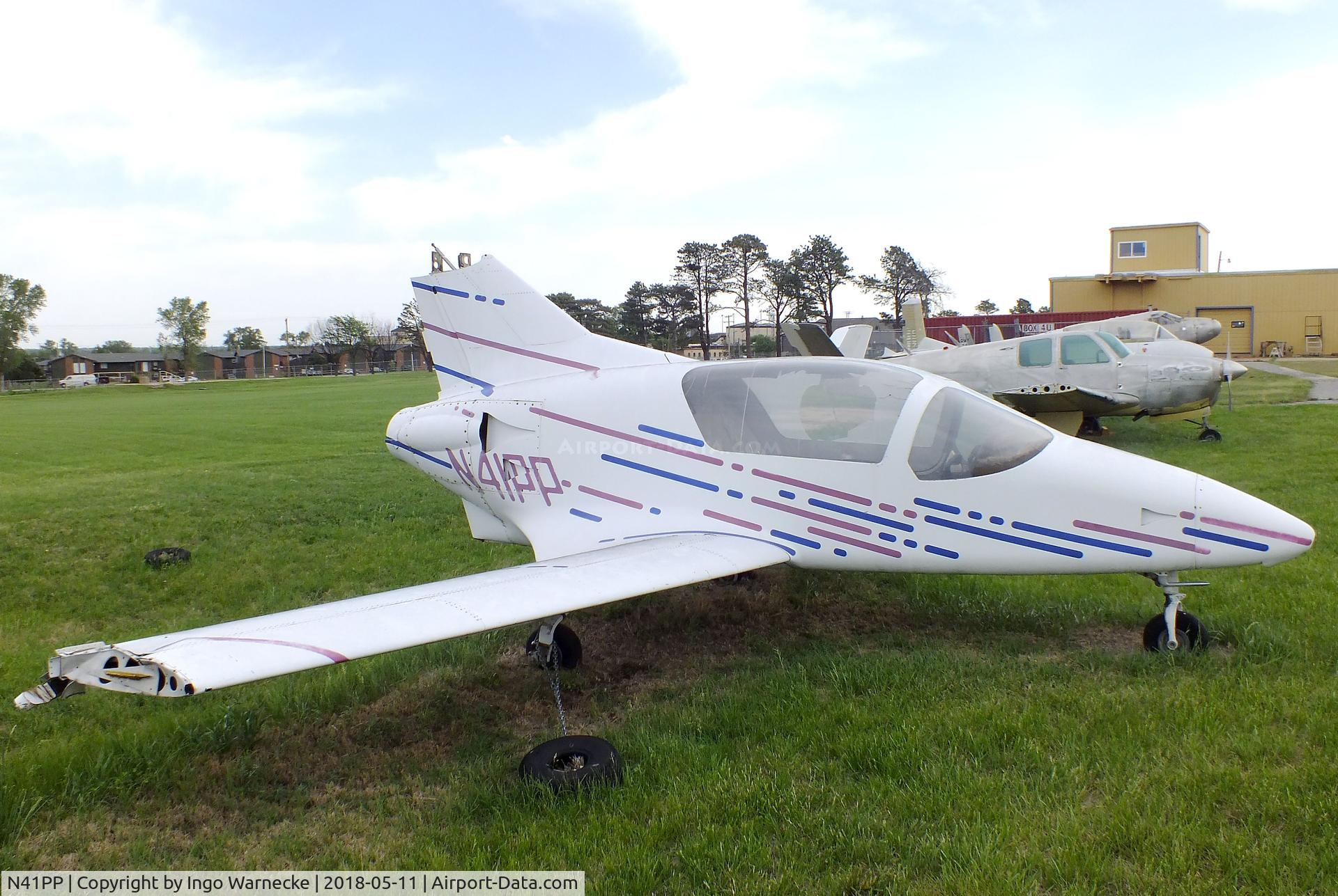 N41PP, 1985 Prescott Aeronautical Pusher C/N 001, Prescott Pusher (minus propeller and tailplane), awaiting restoration at the Kansas Aviation Museum, Wichita KS