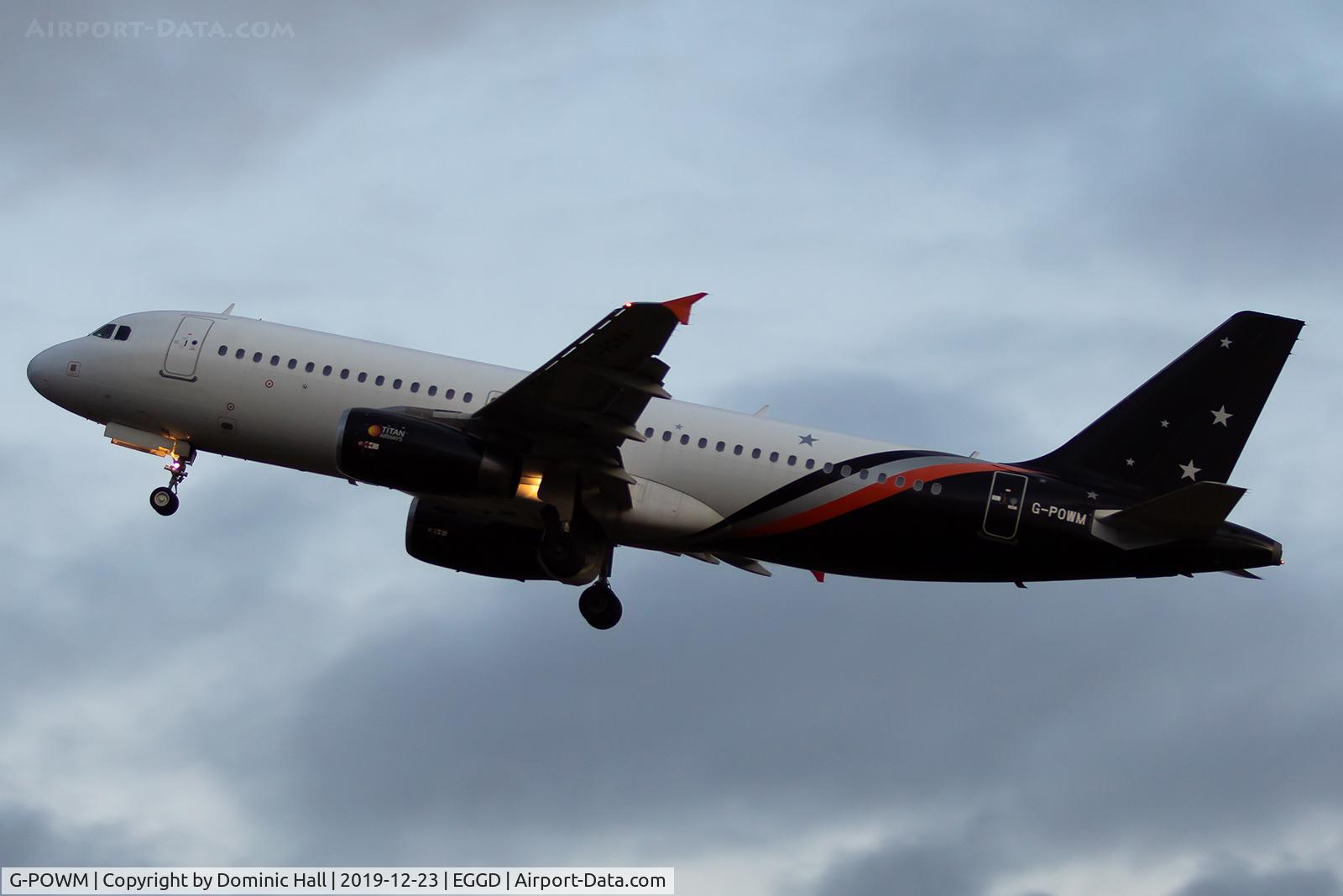 G-POWM, 2005 Airbus A320-232 C/N 2564, Dawn departure from RWY 27