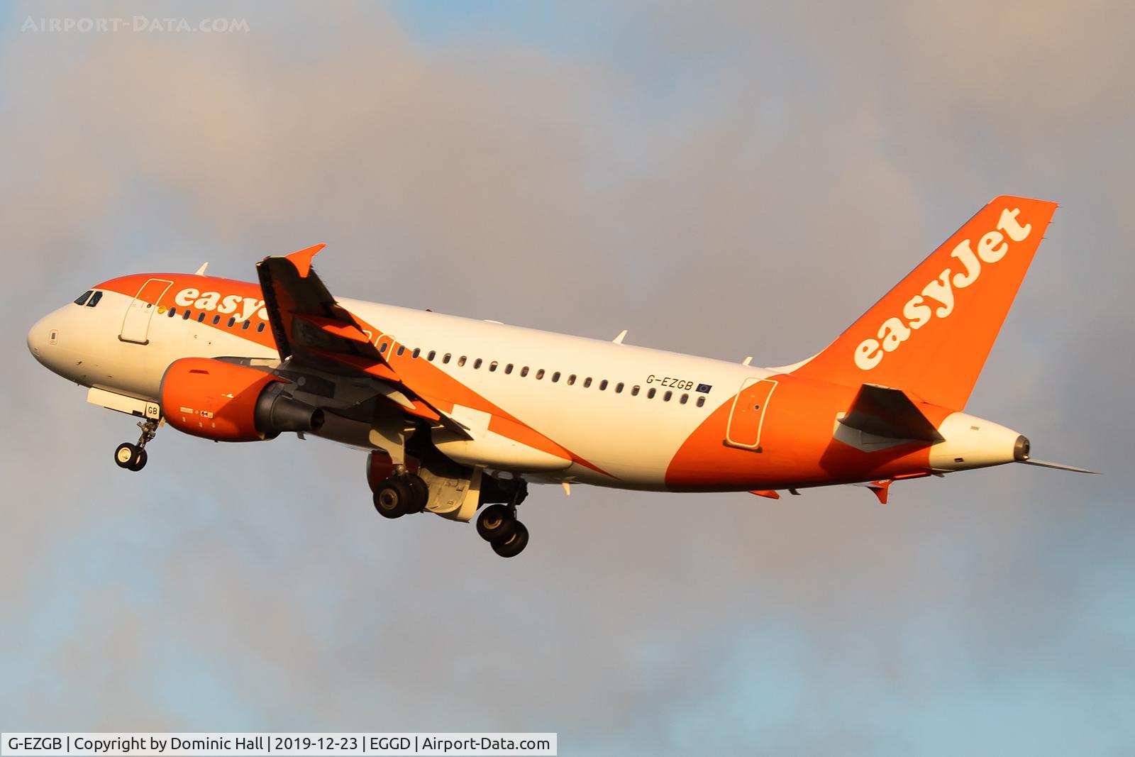 G-EZGB, 2010 Airbus A319-111 C/N 4437, Dawn departure from RWY 27