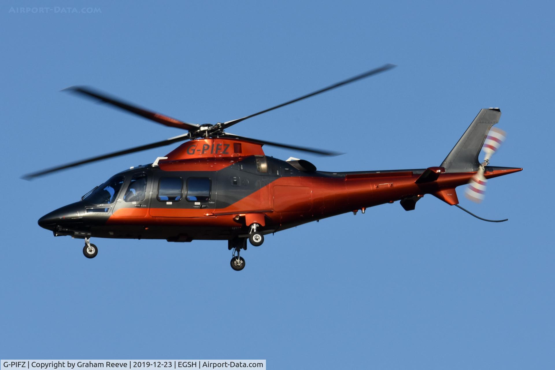 G-PIFZ, 2016 Agusta AW-109SP Grand New C/N 22355, Landing at Norwich.