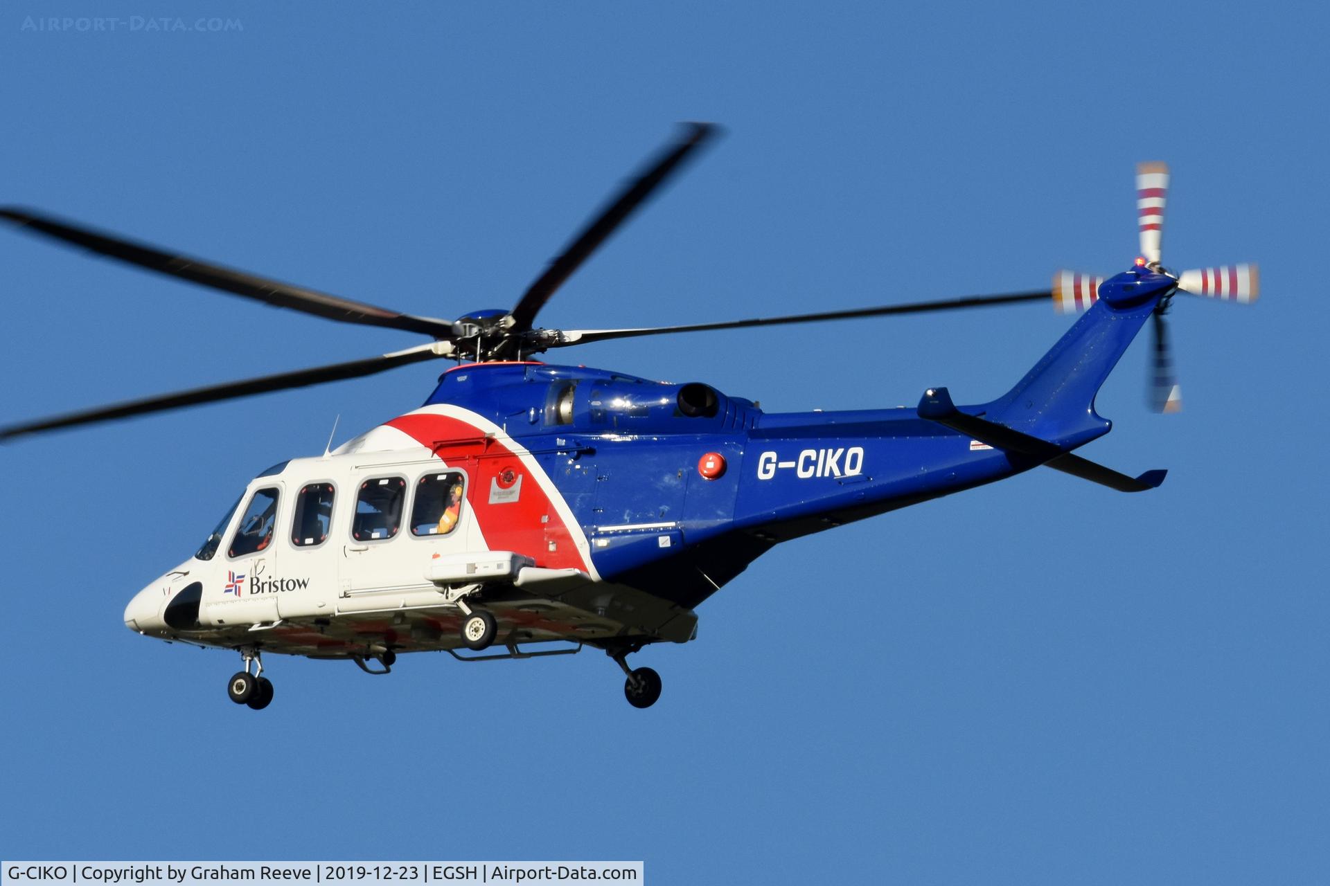 G-CIKO, 2014 AgustaWestland AW-139 C/N 41378, Landing at Norwich.
