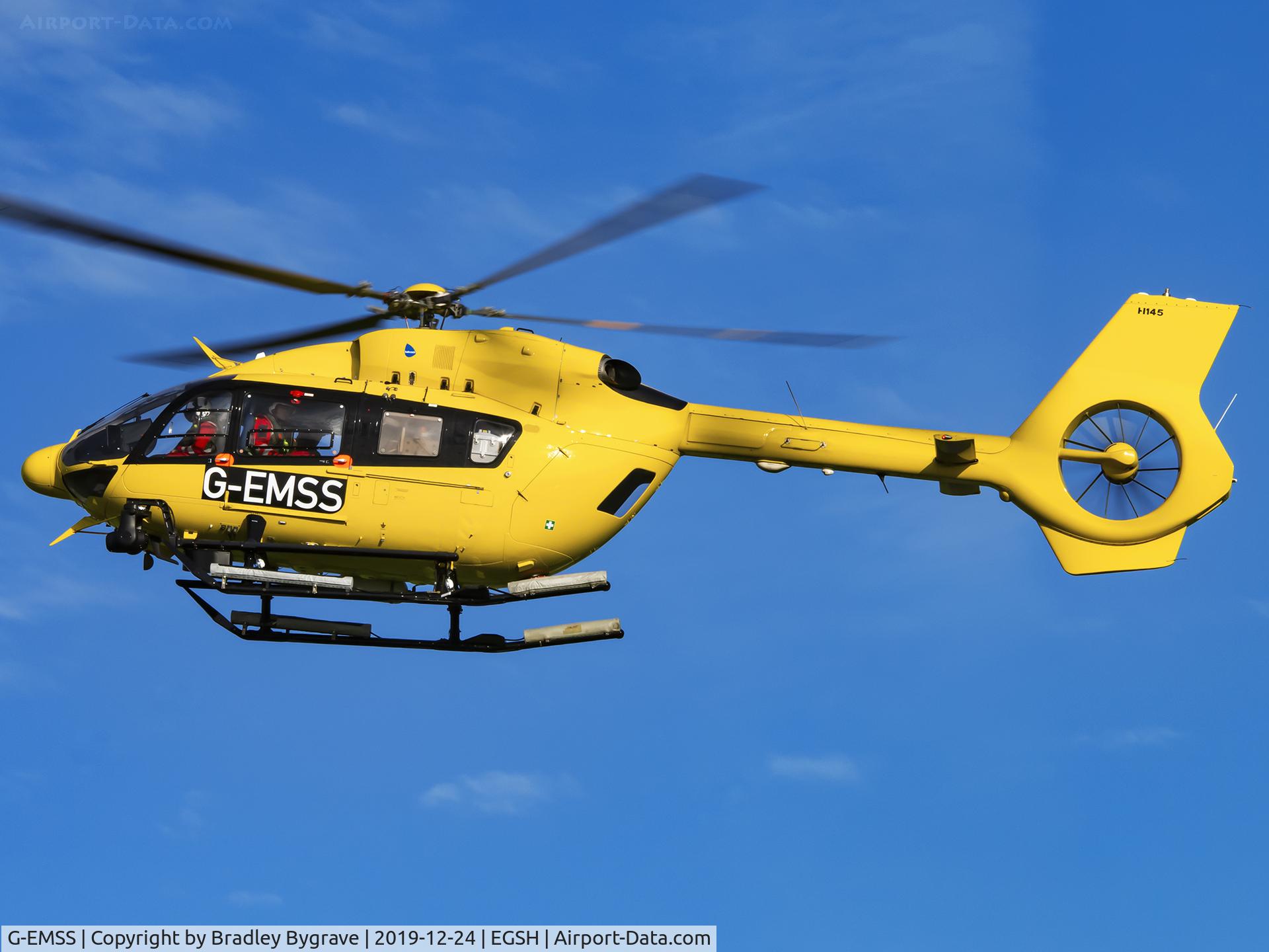 G-EMSS, 2018 Airbus Helicopters EC-145T-2 (BK-117D-2) C/N 20217, Nice sunny departure from Norwich...