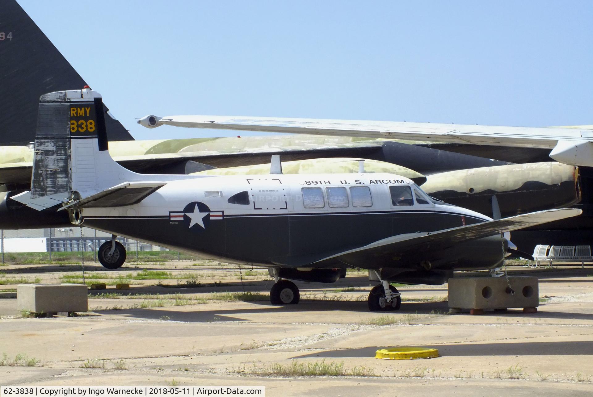 62-3838, 1962 Beech U-8F Seminole C/N LF.36, Beechcraft U-8F / L-23F Seminole (Queen Air) at the Kansas Aviation Museum, Wichita KS