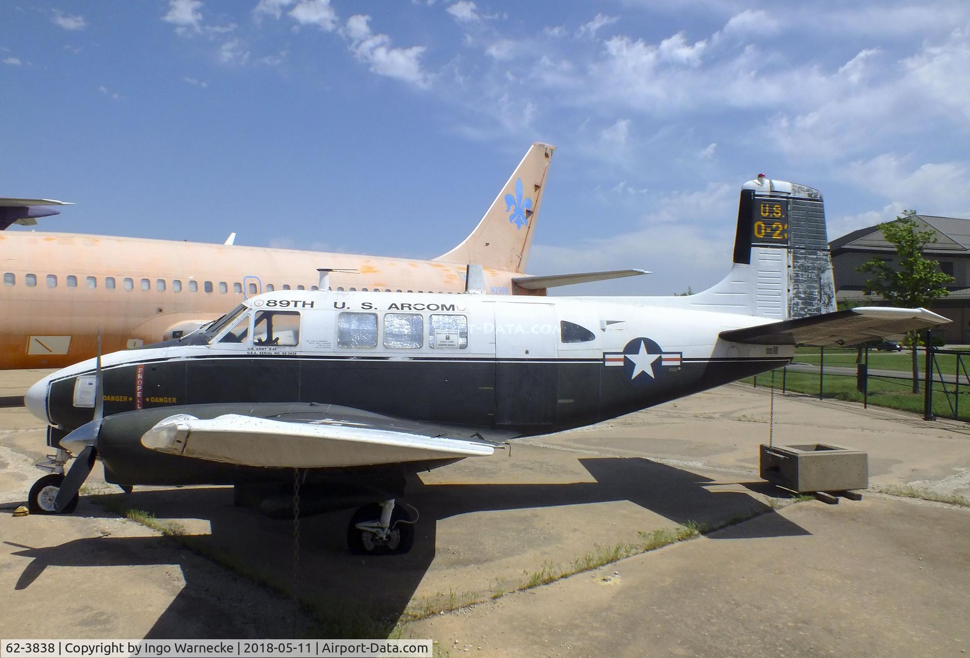 62-3838, 1962 Beech U-8F Seminole C/N LF.36, Beechcraft U-8F / L-23F Seminole (Queen Air) at the Kansas Aviation Museum, Wichita KS