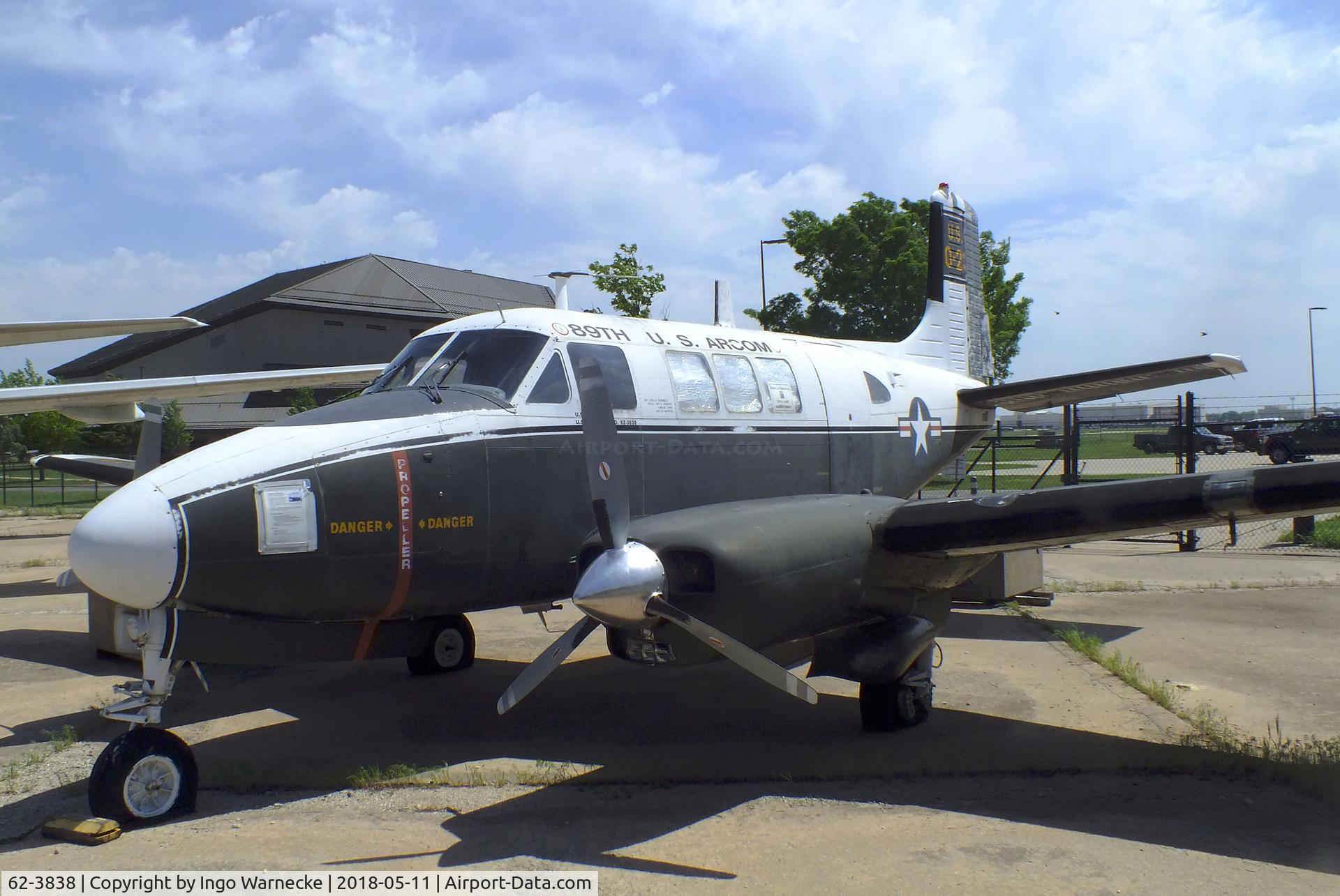 62-3838, 1962 Beech U-8F Seminole C/N LF.36, Beechcraft U-8F / L-23F Seminole (Queen Air) at the Kansas Aviation Museum, Wichita KS