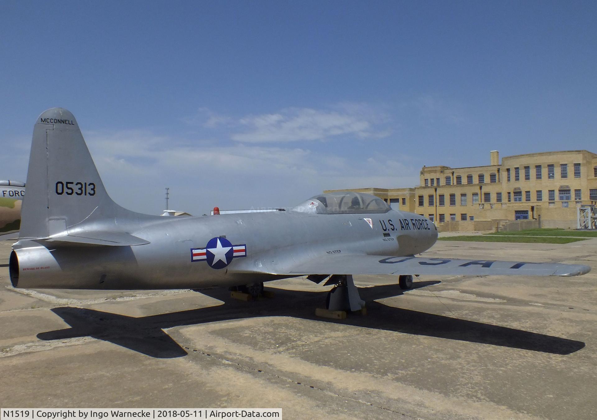 N1519, Lockheed T-33B (TV-2 Seastar) C/N 580-5313, Lockheed T-33B (TV-2 SeaStar) displayed as USAF T-33 A '51-4019' at the Kansas Aviation Museum, Wichita KS