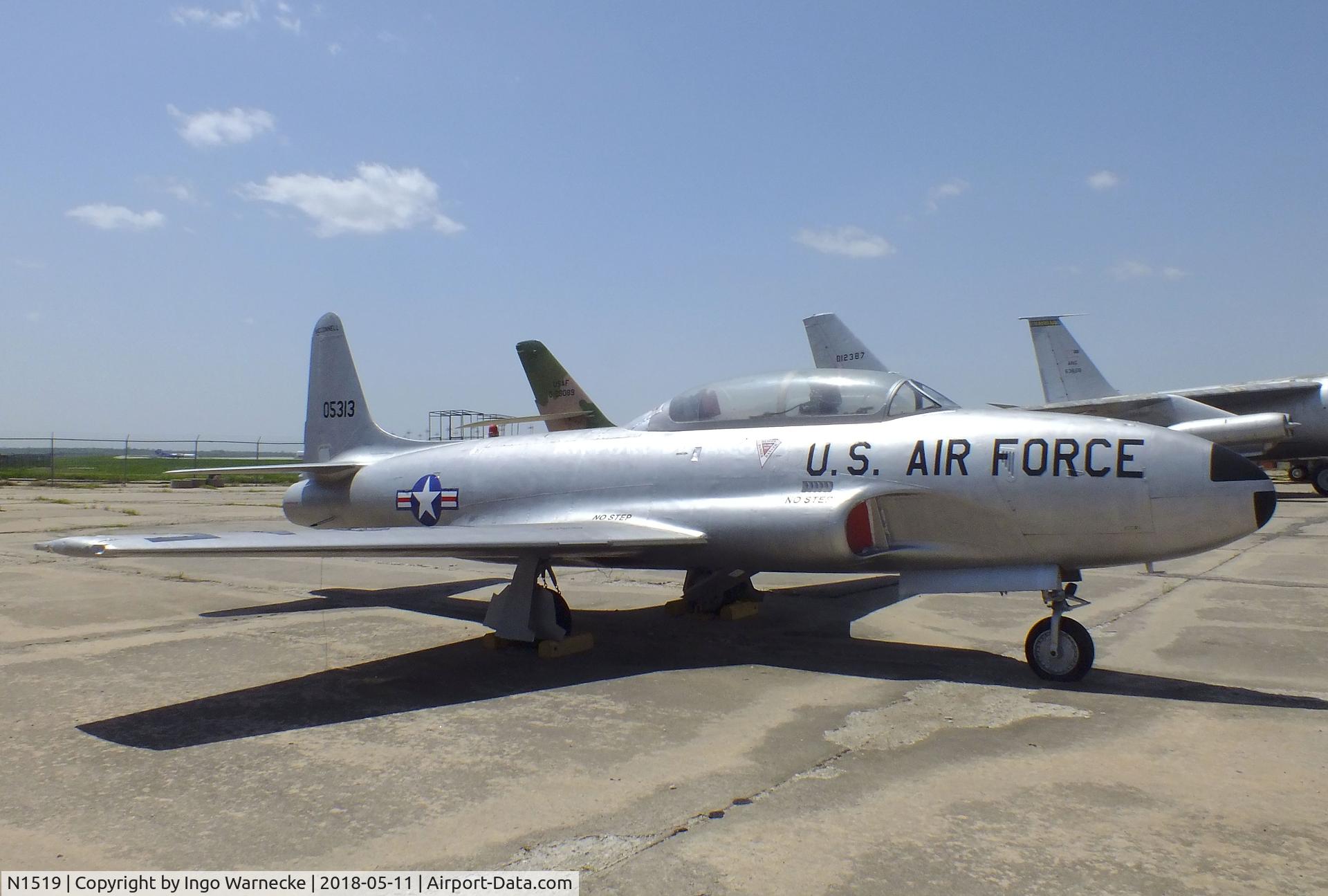 N1519, Lockheed T-33B (TV-2 Seastar) C/N 580-5313, Lockheed T-33B (TV-2 SeaStar) displayed as USAF T-33 A '51-4019' at the Kansas Aviation Museum, Wichita KS