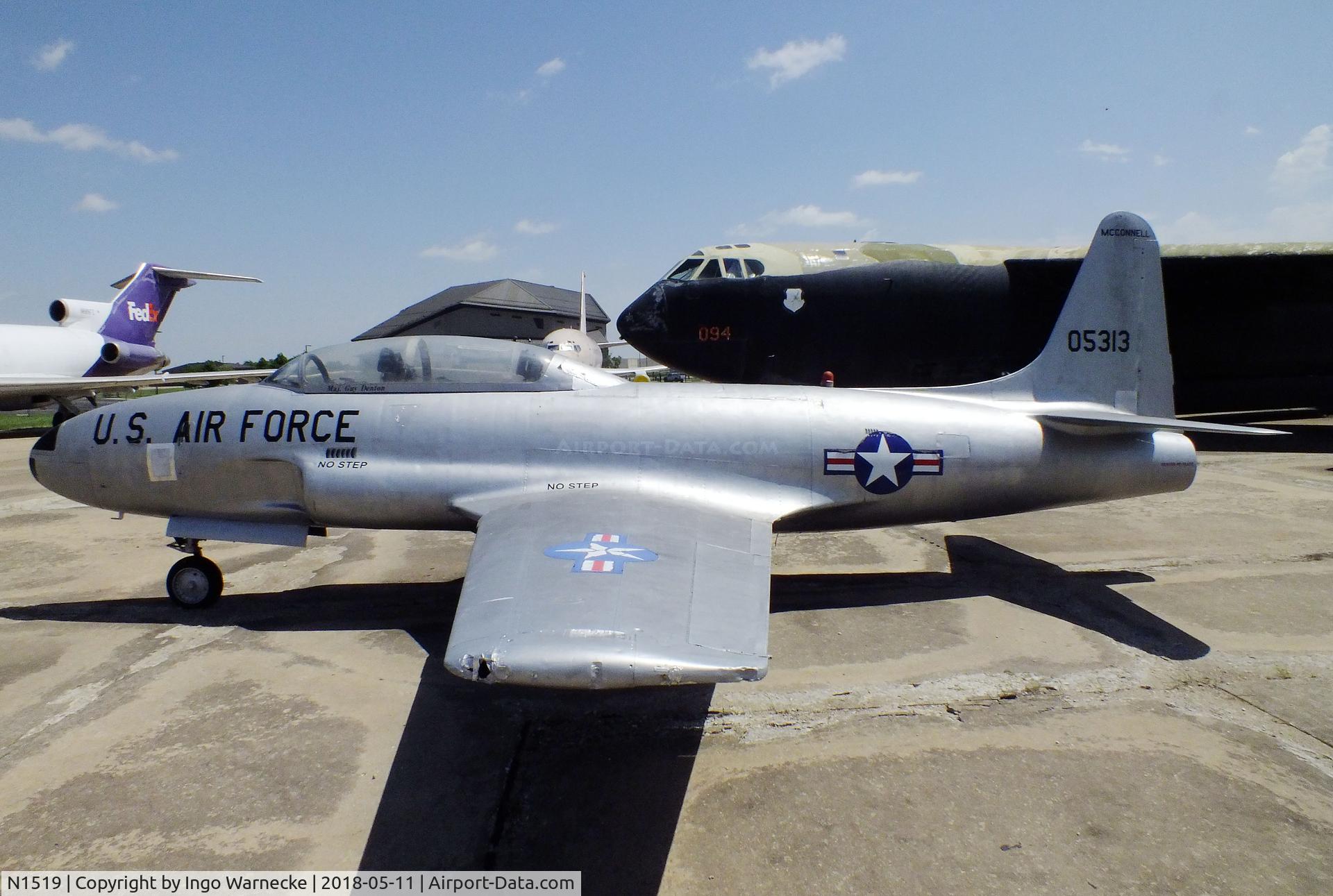 N1519, Lockheed T-33B (TV-2 Seastar) C/N 580-5313, Lockheed T-33B (TV-2 SeaStar) displayed as USAF T-33 A '51-4019' at the Kansas Aviation Museum, Wichita KS