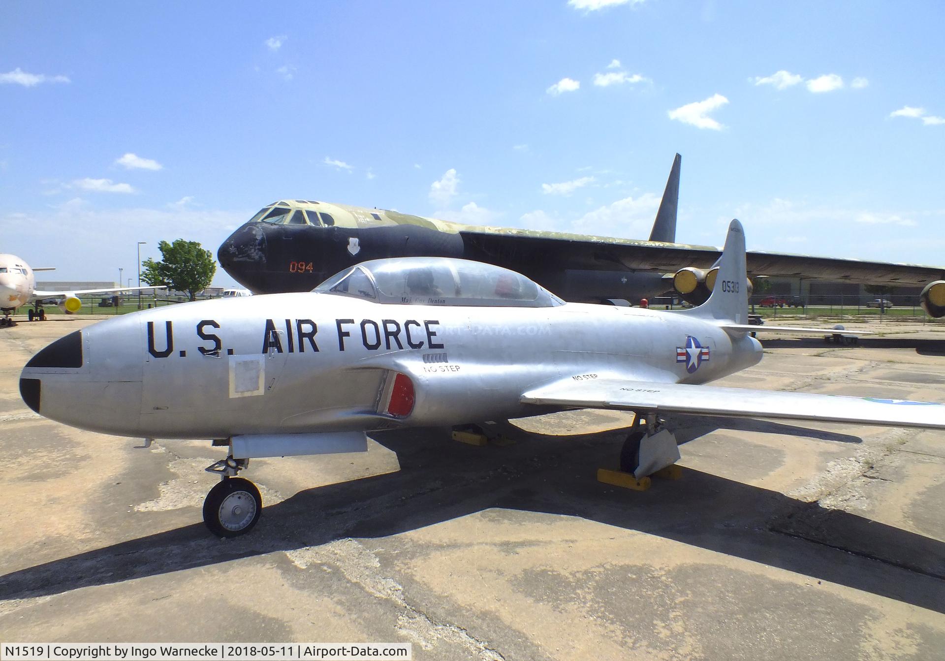 N1519, Lockheed T-33B (TV-2 Seastar) C/N 580-5313, Lockheed T-33B (TV-2 SeaStar) displayed as USAF T-33 A '51-4019' at the Kansas Aviation Museum, Wichita KS