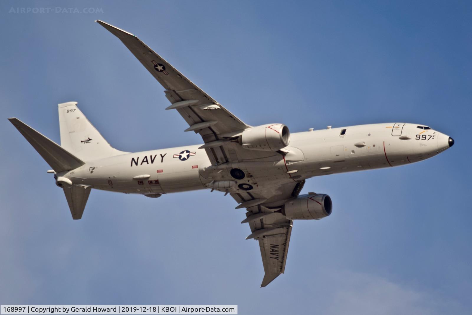 168997, 2016 Boeing P-8A Poseidon C/N 44942, Departing BOI.