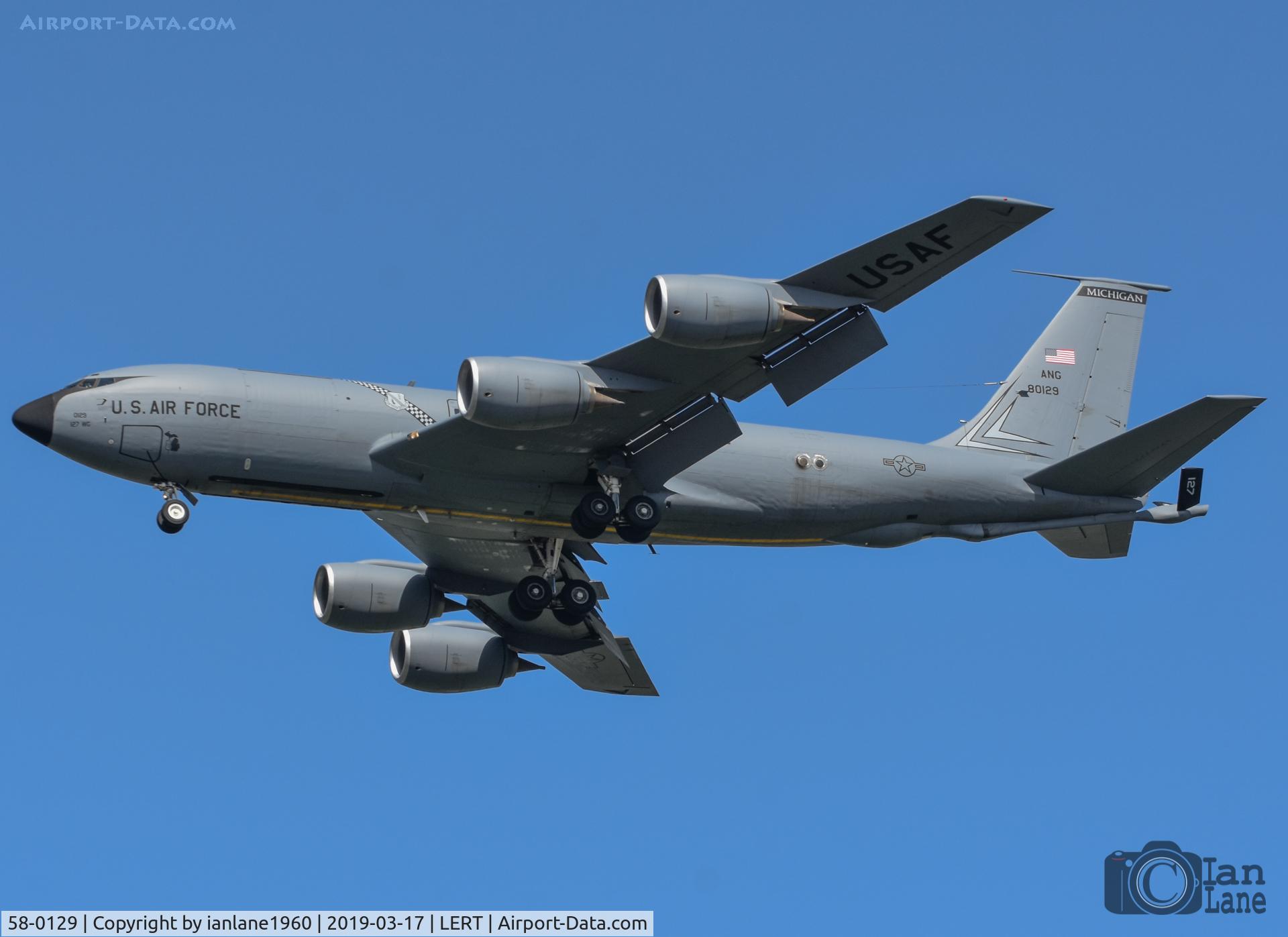 58-0129, 1958 Boeing KC-135T Stratotanker C/N 17874, Michigan ANG Arriving at Rota