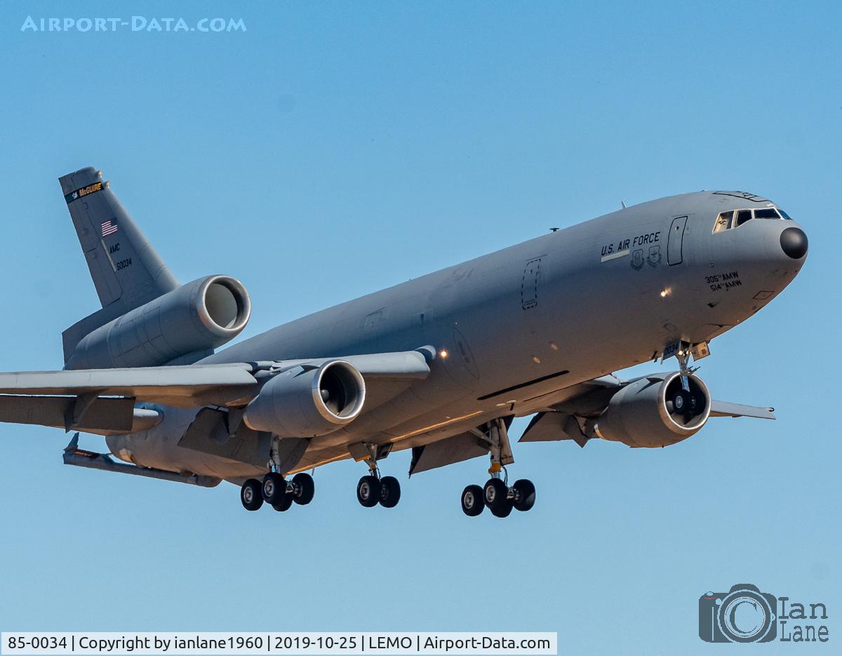 85-0034, 1985 McDonnell Douglas KC-10A Extender C/N 48239, Arriving at Moron Air Base