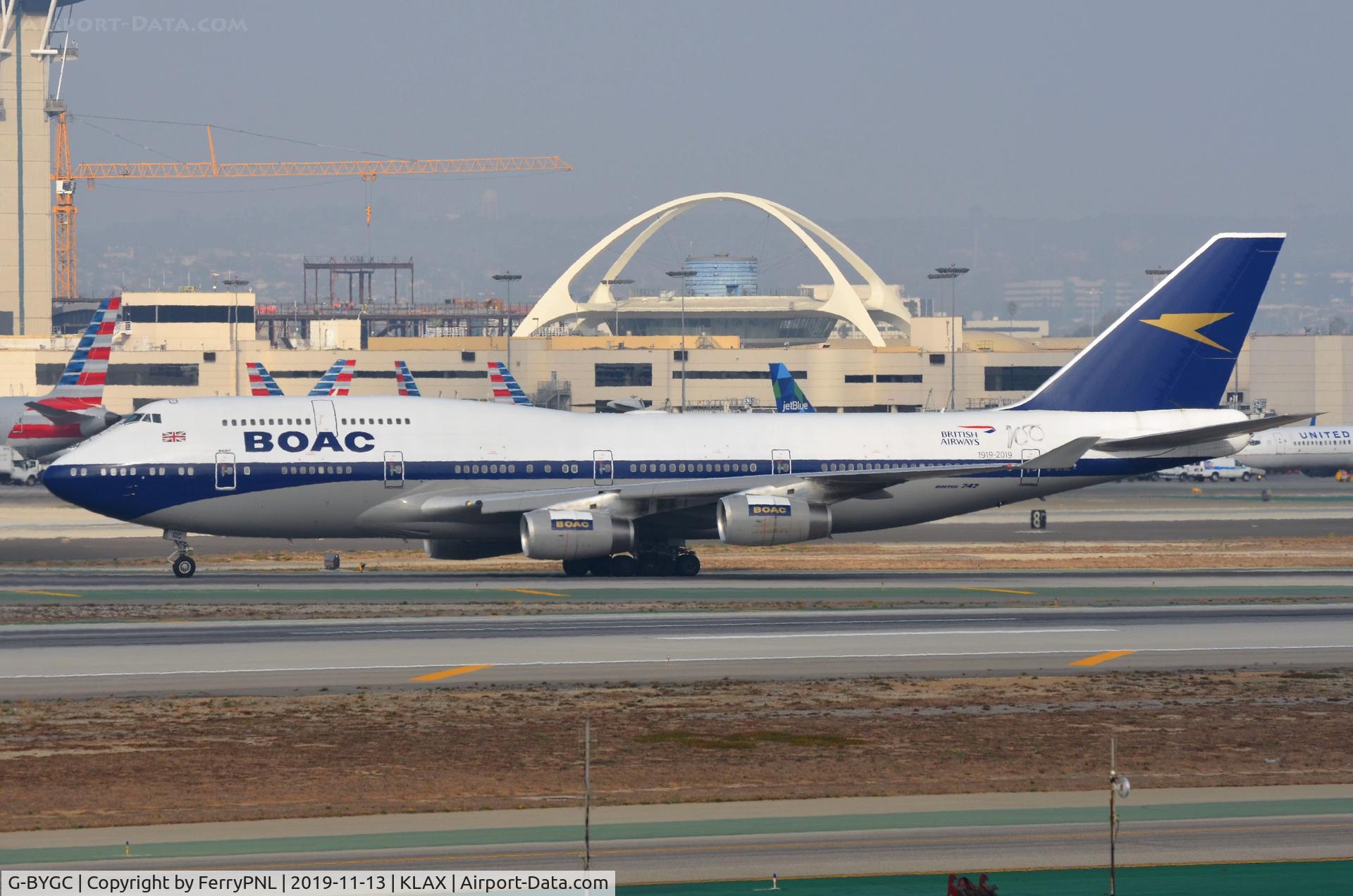 G-BYGC, 1999 Boeing 747-436 C/N 25823, BA B744 in classic BOAC livery arriving in LAX
