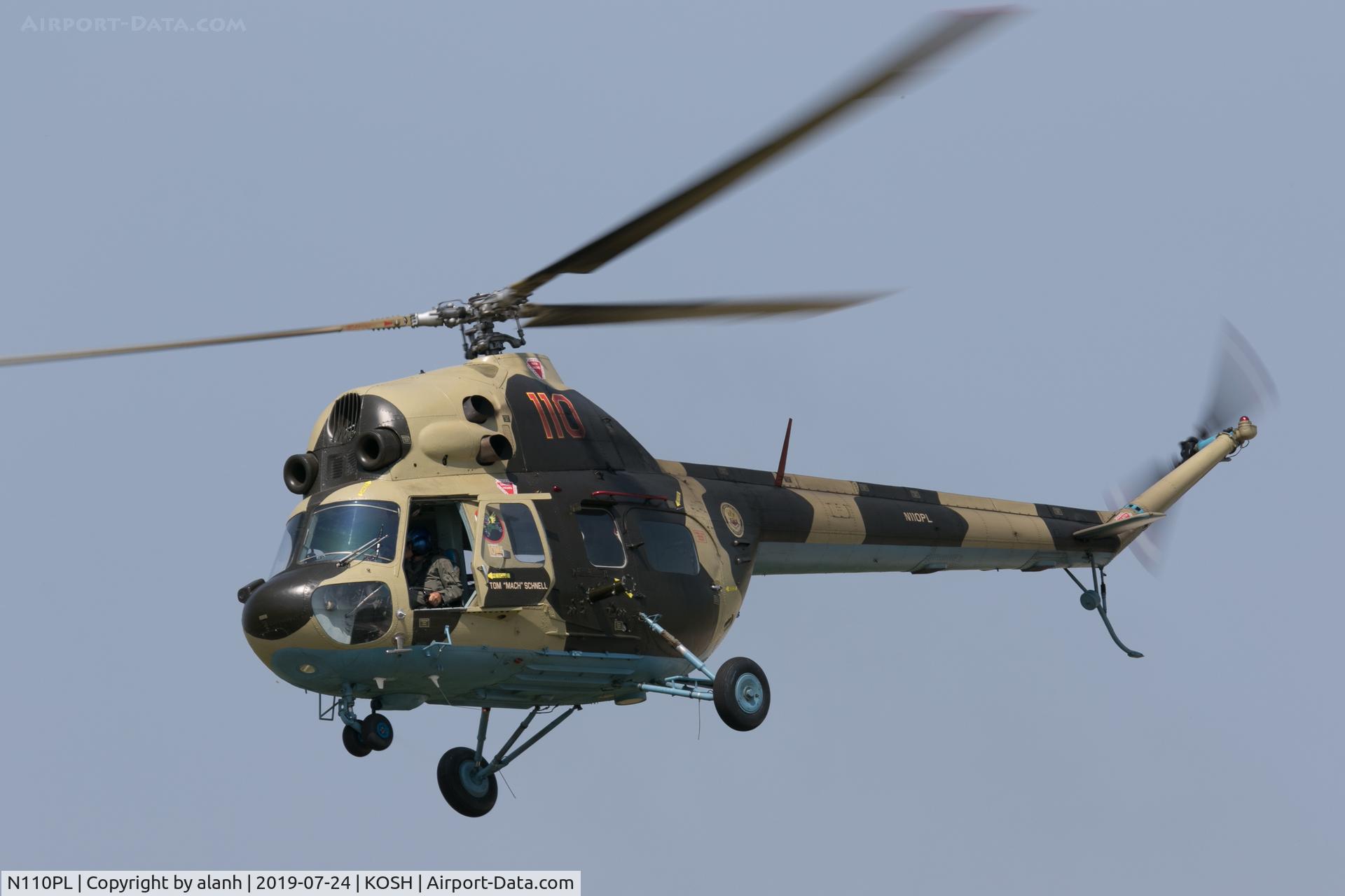 N110PL, 1974 PZL-Swidnik MI-2 C/N 563648094, Approach to land at AirVenture 2019