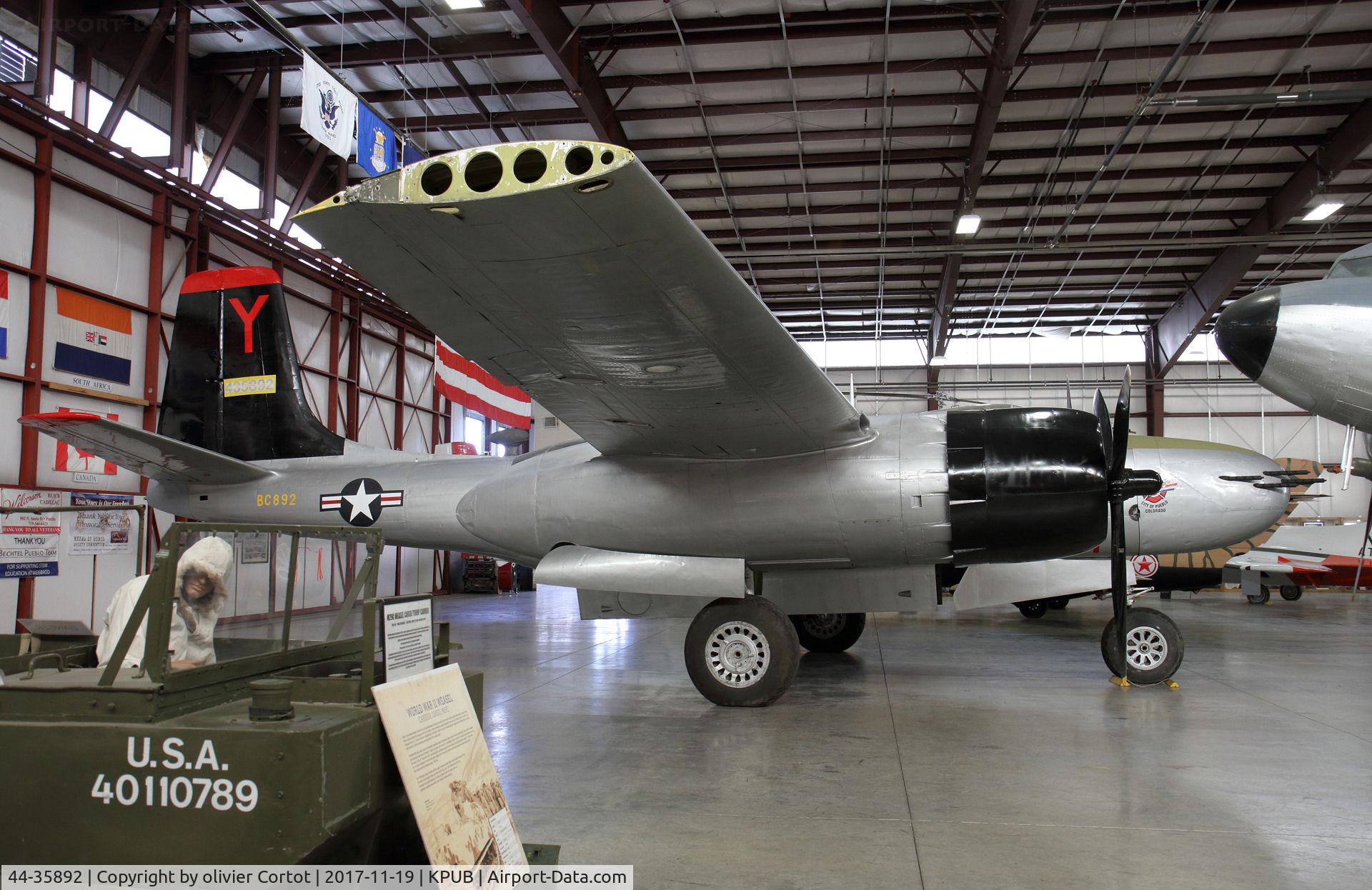 44-35892, 1944 Douglas A-26C Invader C/N 29171, missing a wing tip in 2017