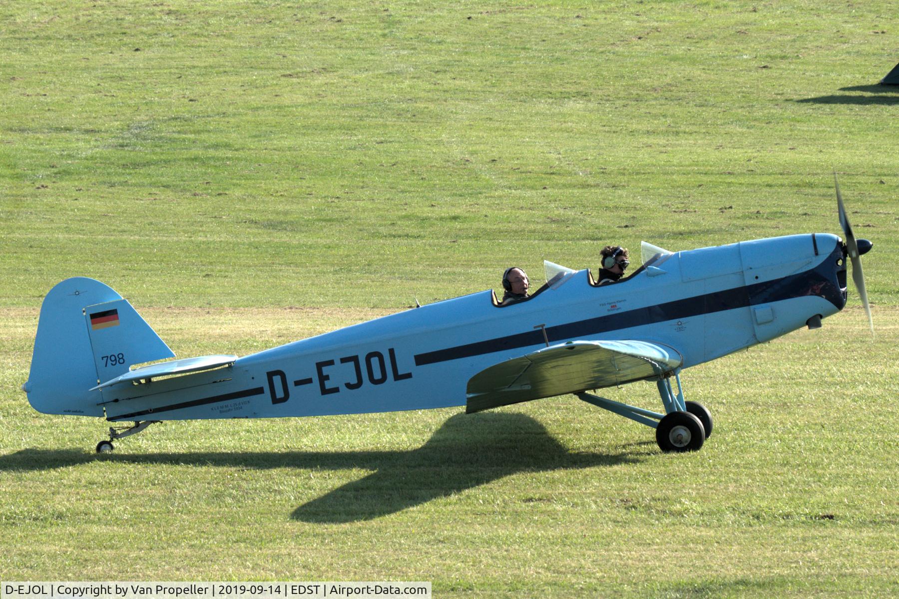 D-EJOL, 1934 Klemm L 25 d VII C/N 798, Klemm L 25 d VII (Kl 25) ready for take off at Hahnweide airfield, Germany. OTT 2019