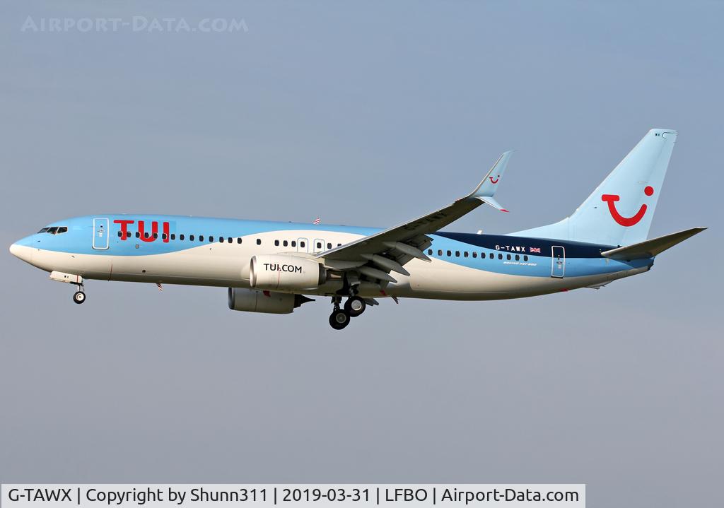 G-TAWX, 2013 Boeing 737-8K5 C/N 44272, Landing rwy 14R