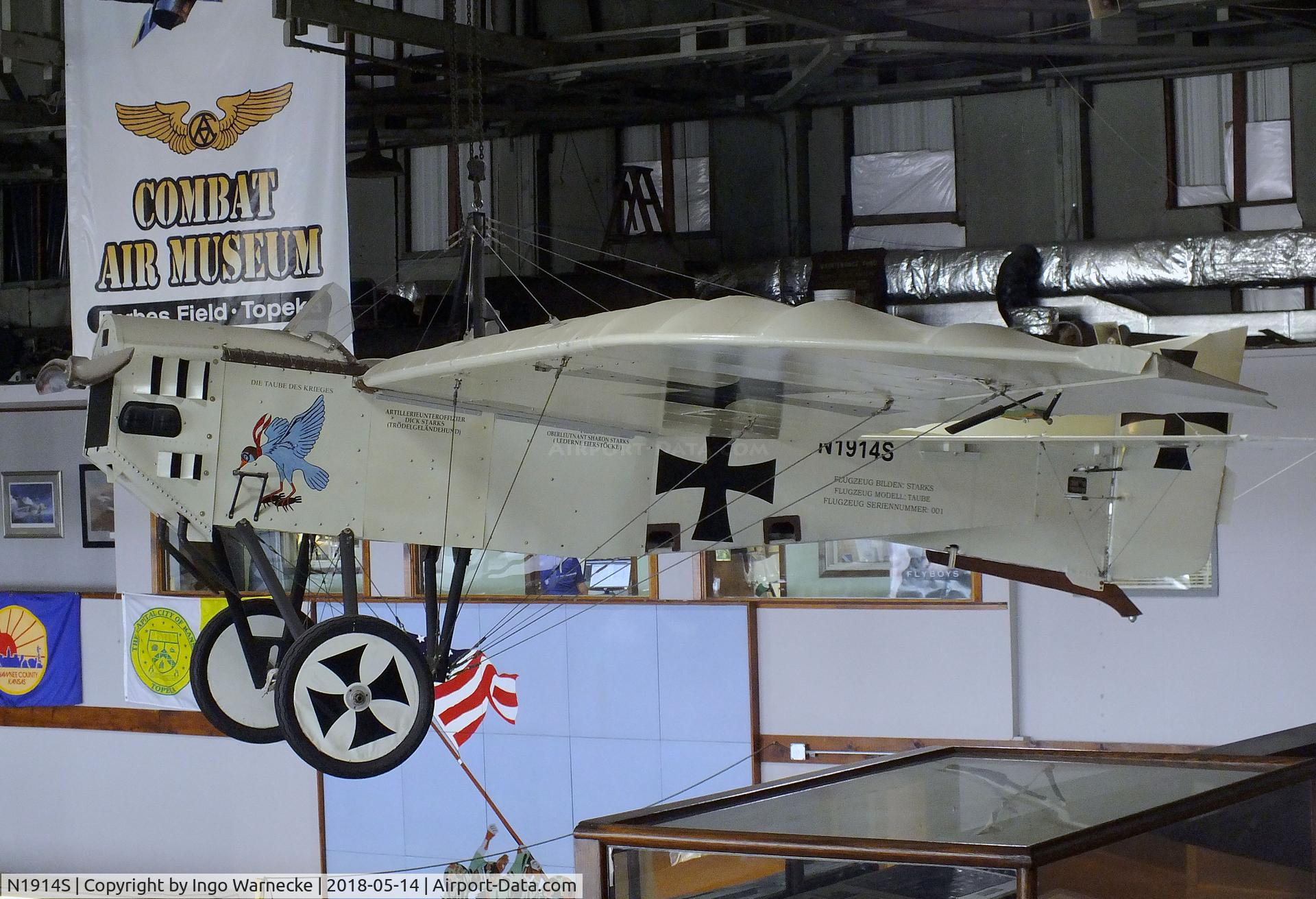 N1914S, 2003 Etrich Taube Taube C/N 001, Dick + Sharon Starks Taube (52% look-alike of a Rumpler Taube) at the Combat Air Museum, Topeka KS