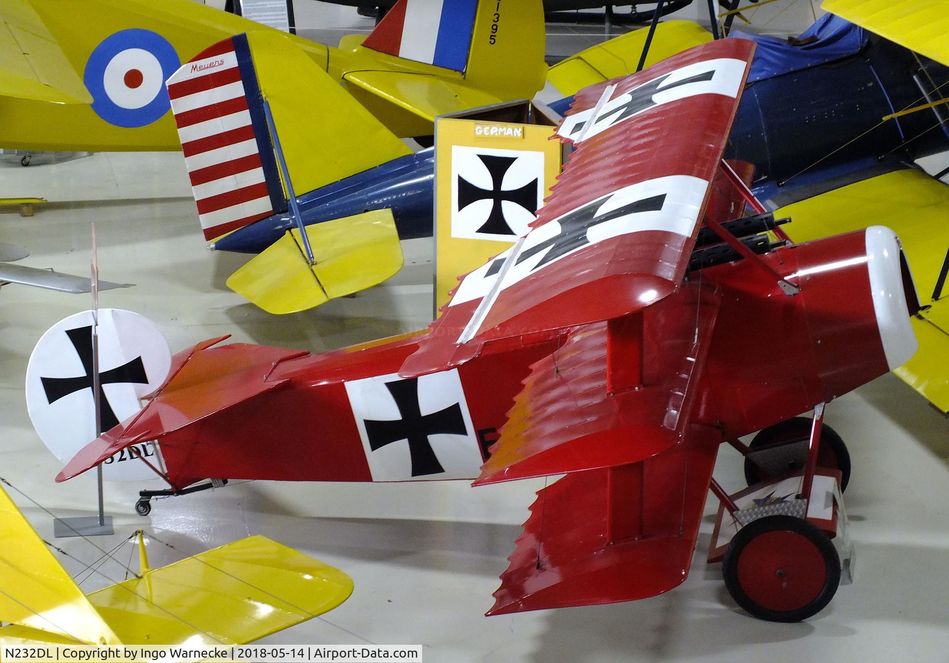 N232DL, 2007 Fokker Dr.1 Triplane Replica C/N 232, Airdrome (Lemon) Fokker Dr I 3/4-scale replica (minus engine) at the Combat Air Museum, Topeka KS
