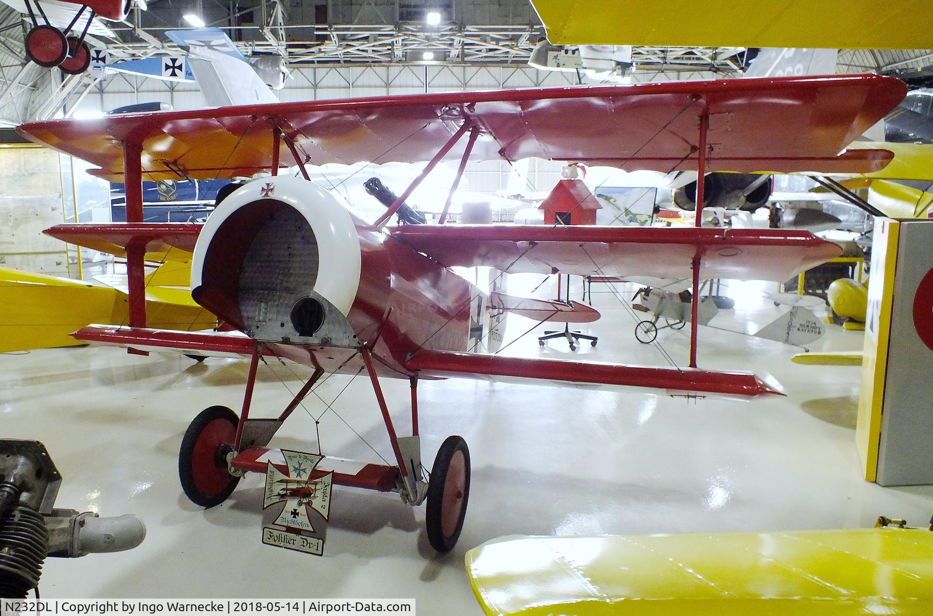 N232DL, 2007 Fokker Dr.1 Triplane Replica C/N 232, Airdrome (Lemon) Fokker Dr I 3/4-scale replica (minus engine) at the Combat Air Museum, Topeka KS