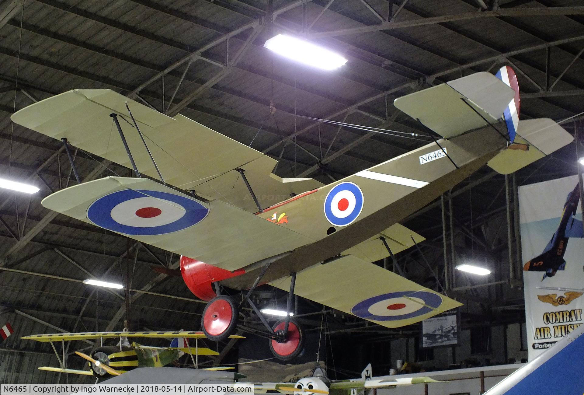 N6465, Sopwith Pup Replica C/N 6465, Airdrome (Nichols, J S) Sopwith Pup replica (minus engine) at the Combat Air Museum, Topeka KS