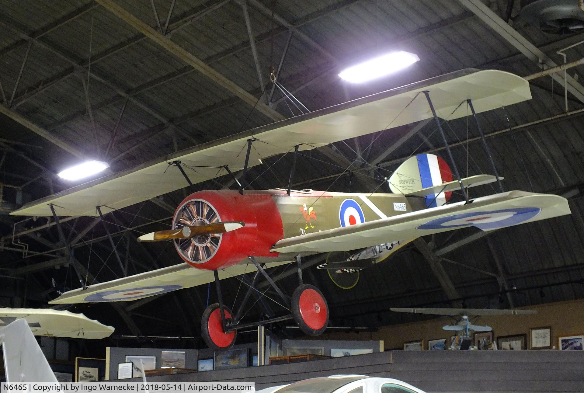N6465, Sopwith Pup Replica C/N 6465, Airdrome (Nichols, J S) Sopwith Pup replica (minus engine) at the Combat Air Museum, Topeka KS