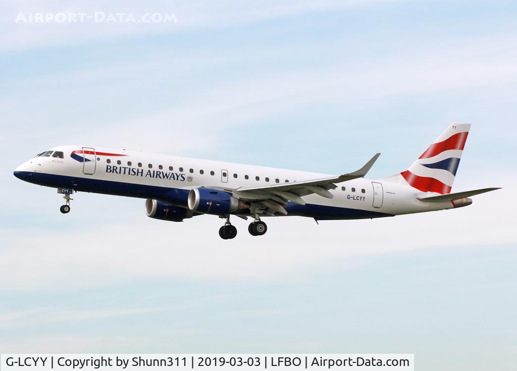 G-LCYY, 2008 Embraer 190LR (ERJ-190-100LR) C/N 19000189, Landing rwy 14L