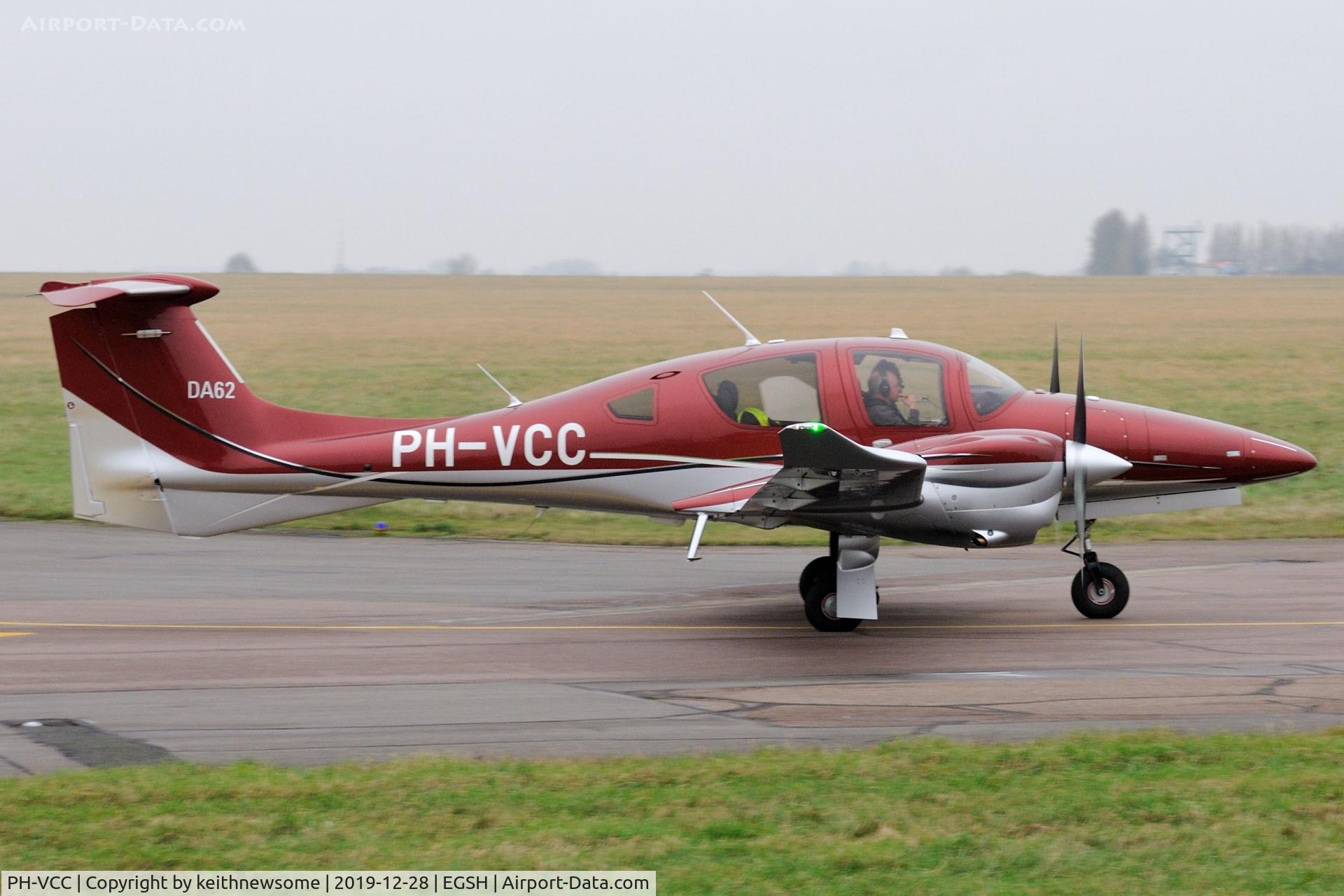 PH-VCC, 2019 Diamond DA-62 C/N 62.085, Leaving Norwich for Lelystad.
