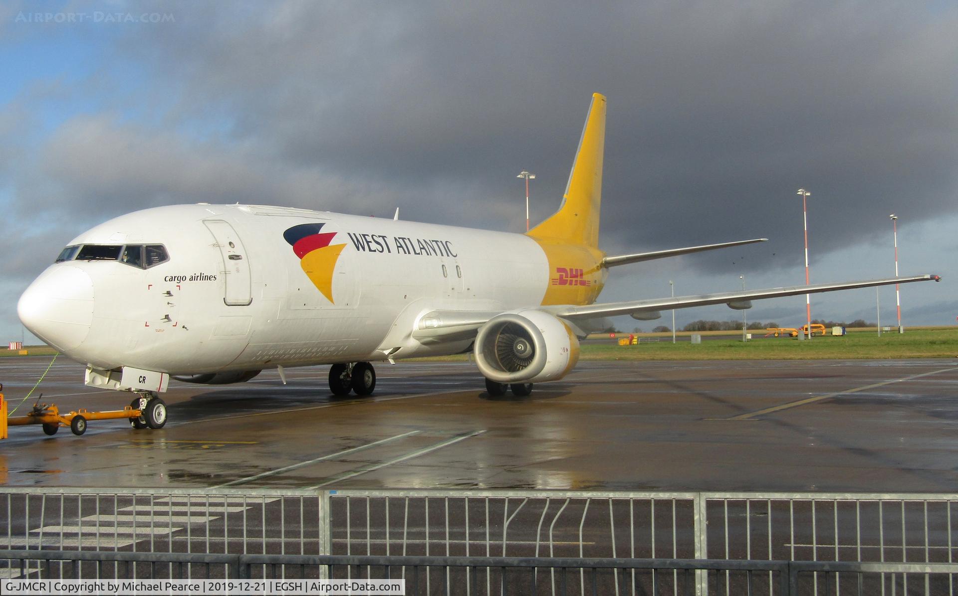 G-JMCR, 1992 Boeing 737-4Q8(SF) C/N 25372, On Stand 5 preparing for an air test and departure to Leipzig (LEJ), following maintenance.