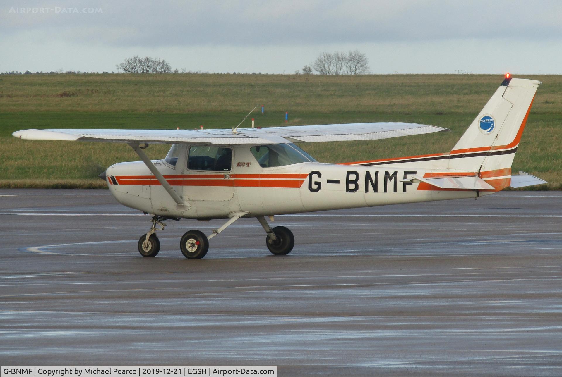 G-BNMF, 1982 Cessna 152 C/N 152-85563, Preparing to depart the SaxonAir ramp to Duxford (QFO).