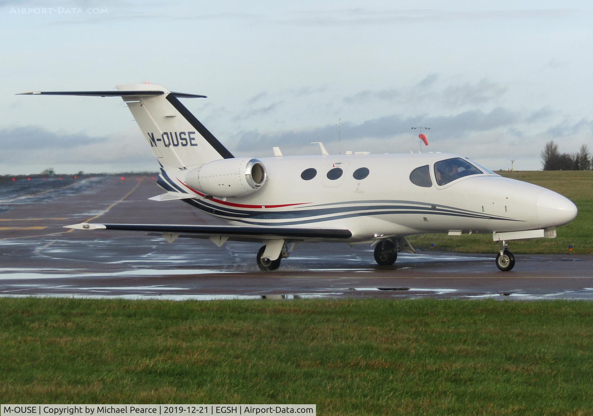 M-OUSE, 2012 Cessna 510 Citation Mustang Citation Mustang C/N 510-0340, Departing SaxonAir following a short stay.