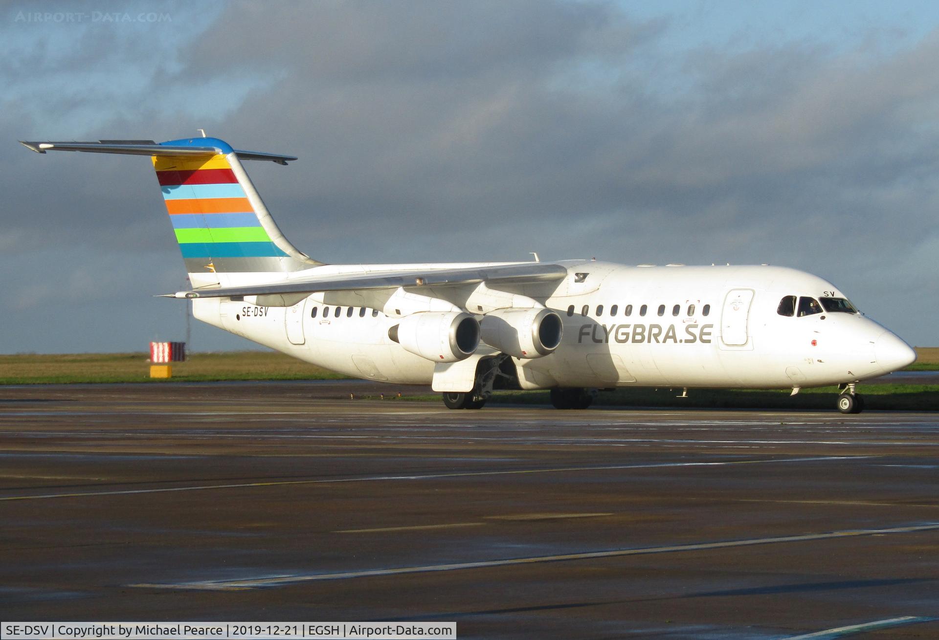 SE-DSV, 1994 British Aerospace Avro 146-RJ100A C/N E3250, Arriving from Gothenburg (GOT) for storage, following retirement from BRA service.