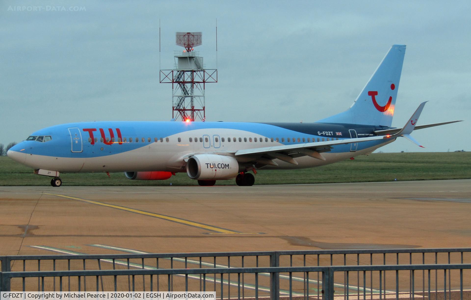 G-FDZT, 2011 Boeing 737-8K5 C/N 37248, Departing Stand 5 to Tenerife (TFS).