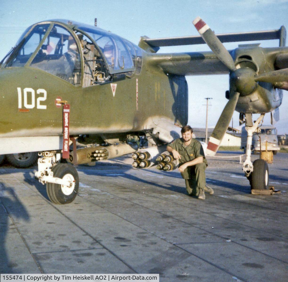 155474, North American Rockwell OV-10D Bronco C/N 305-85, This is A/C 155474, which was 102 in our squadron. Our website also defines A/C 102 as 155474. Light Attack Squadron 4, Binh Thuy, S. Vietnam circa 1971.