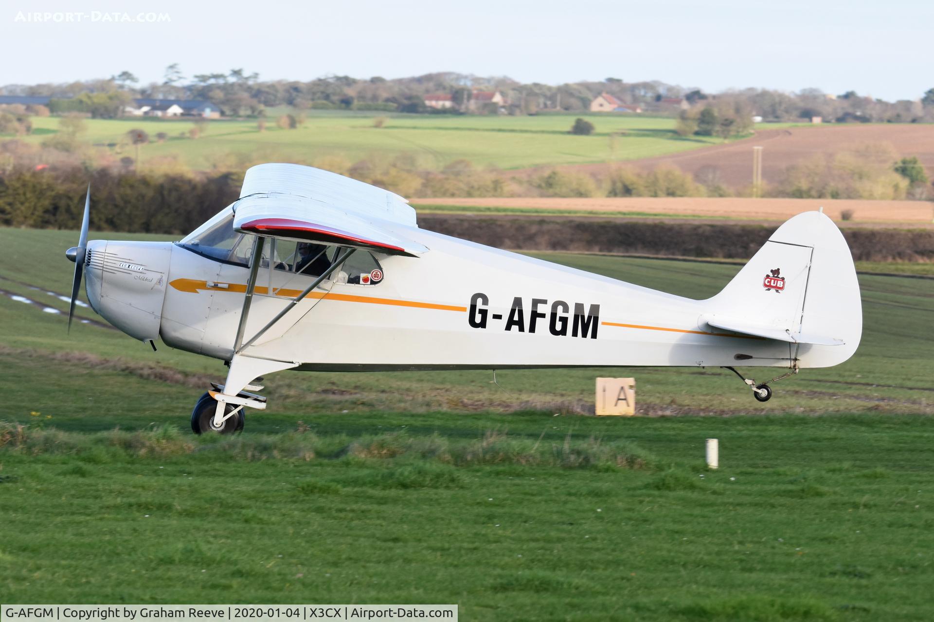 G-AFGM, 1940 Piper J-4A Cub Coupe C/N 4-943, Departing from Northrepps.