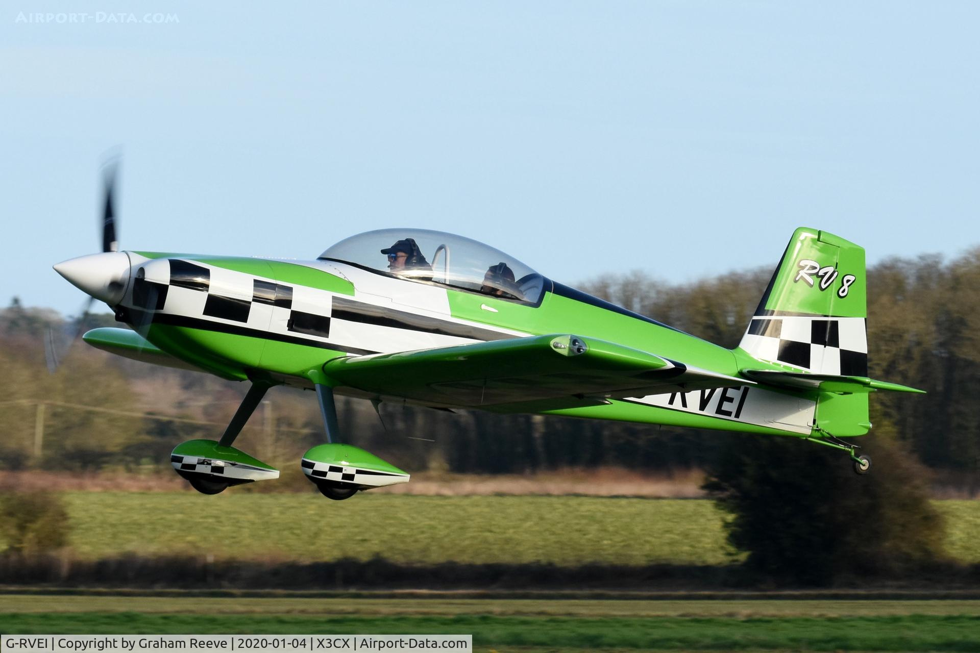 G-RVEI, 2011 Vans RV-8 C/N LAA 303-14961, Departing from Northrepps.