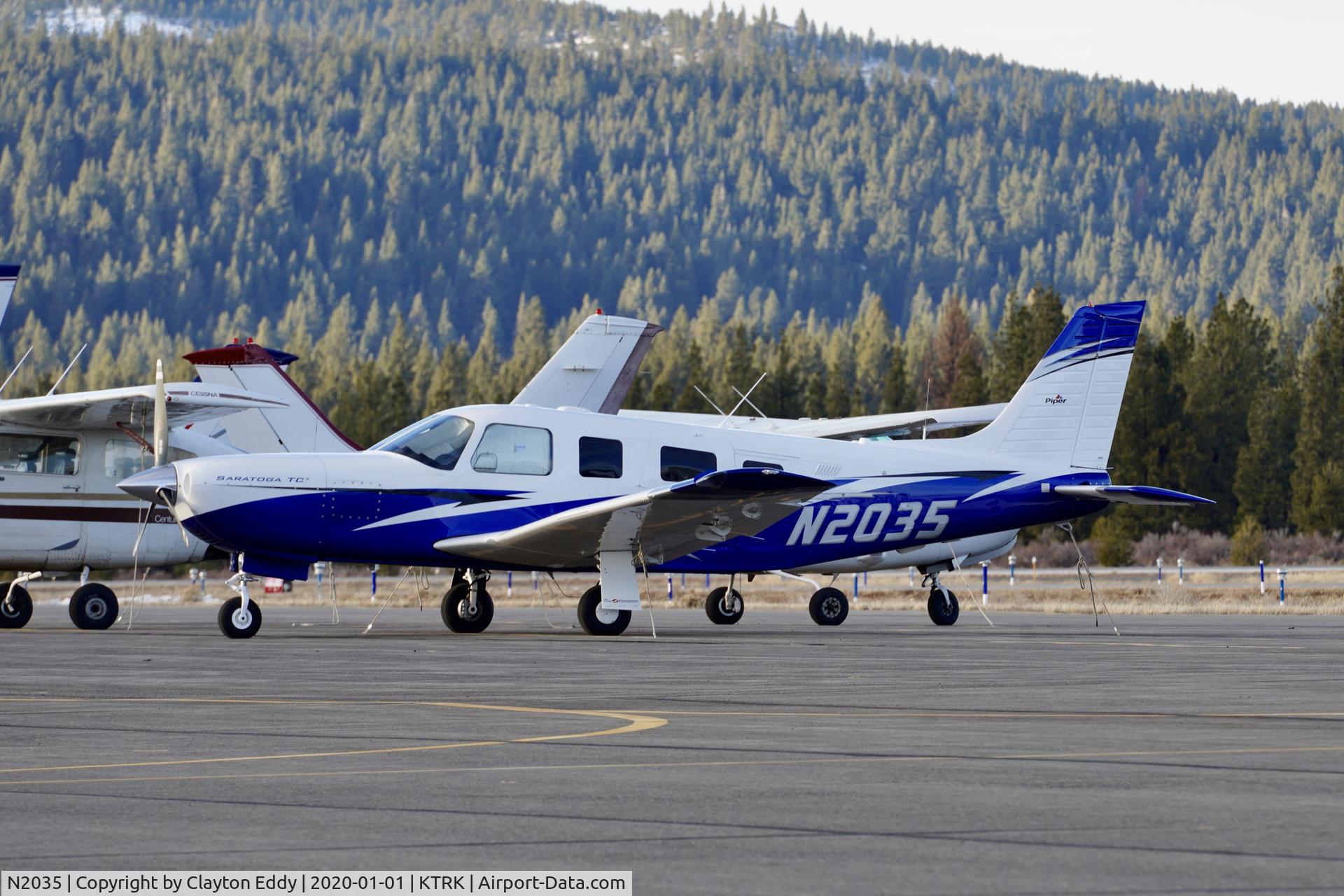 N2035, 2007 Piper PA-32R-301T Turbo Saratoga C/N 3257462, Truckee Airport California 2019.