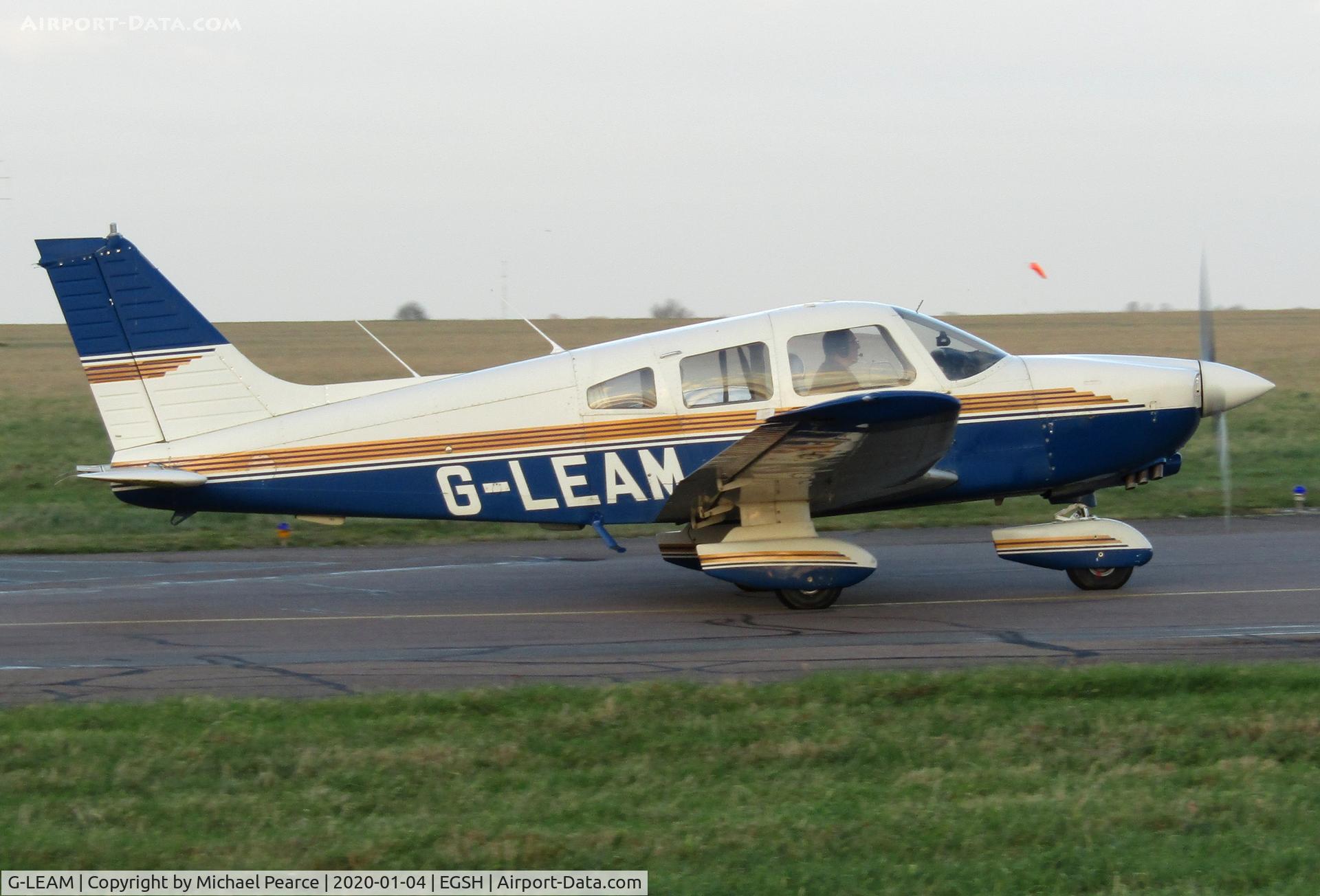 G-LEAM, 1980 Piper PA-28-236 Dakota C/N 28-8011061, Departing SaxonAir to Elstree (EGTR).