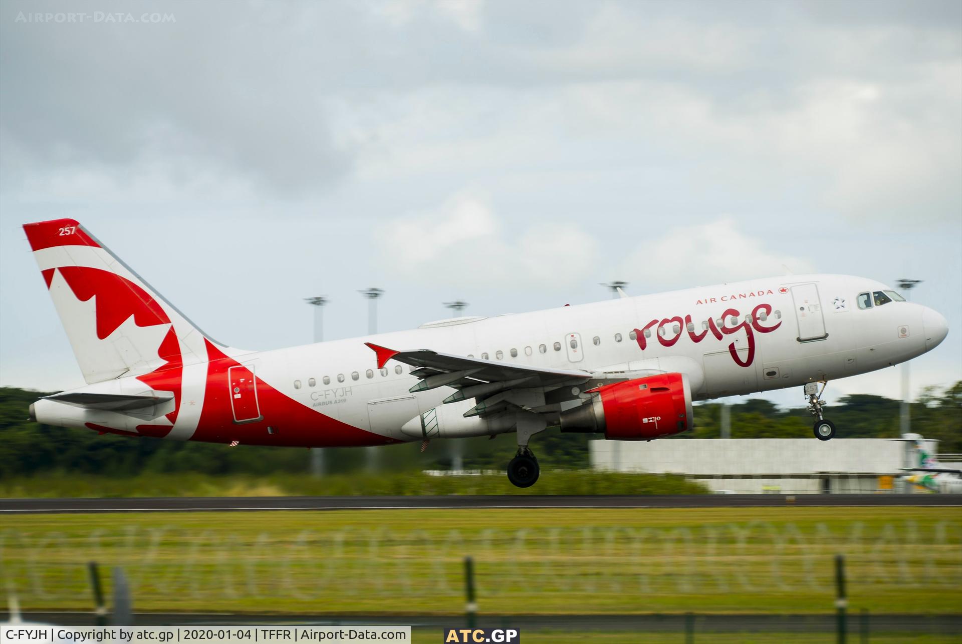 C-FYJH, 1996 Airbus A319-114 C/N 672, Air Canada Rouge A319-114 leaving Guadeloupe to Montreal