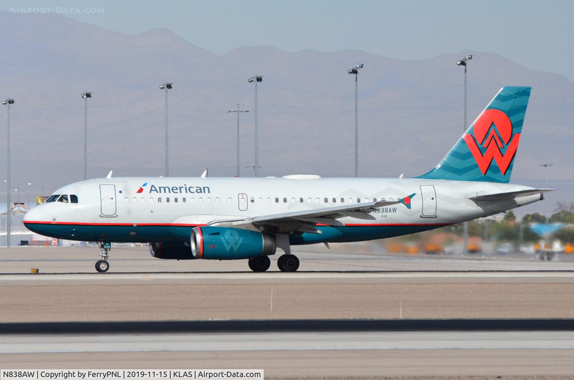 N838AW, 2005 Airbus A319-132 C/N 2615, American A319 in America West livery departing