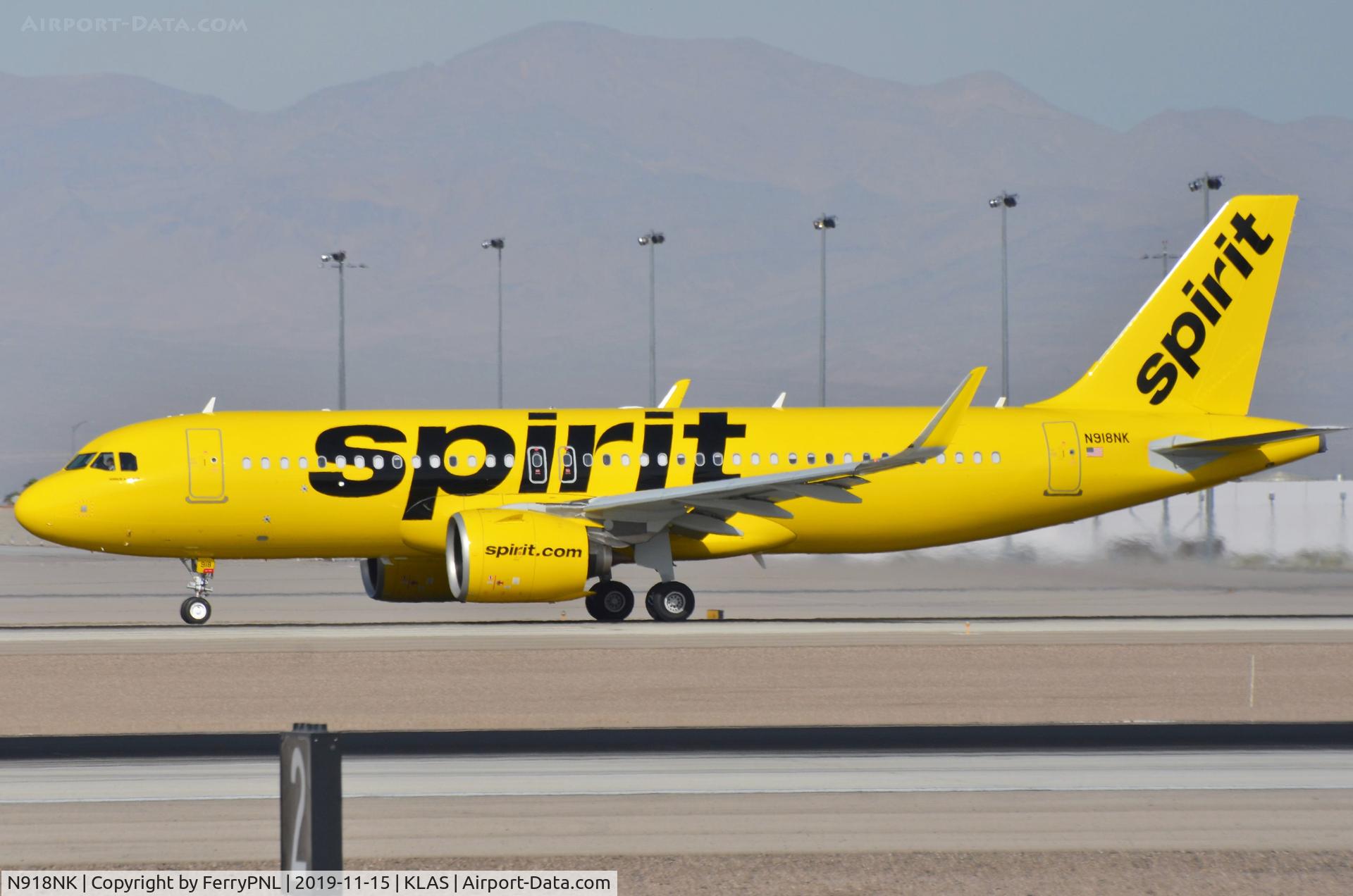 N918NK, 2019 Airbus A320-271N C/N 9259, Brandnew Spirit A320N departing LAS, delivered a week before at the time of spotting it.