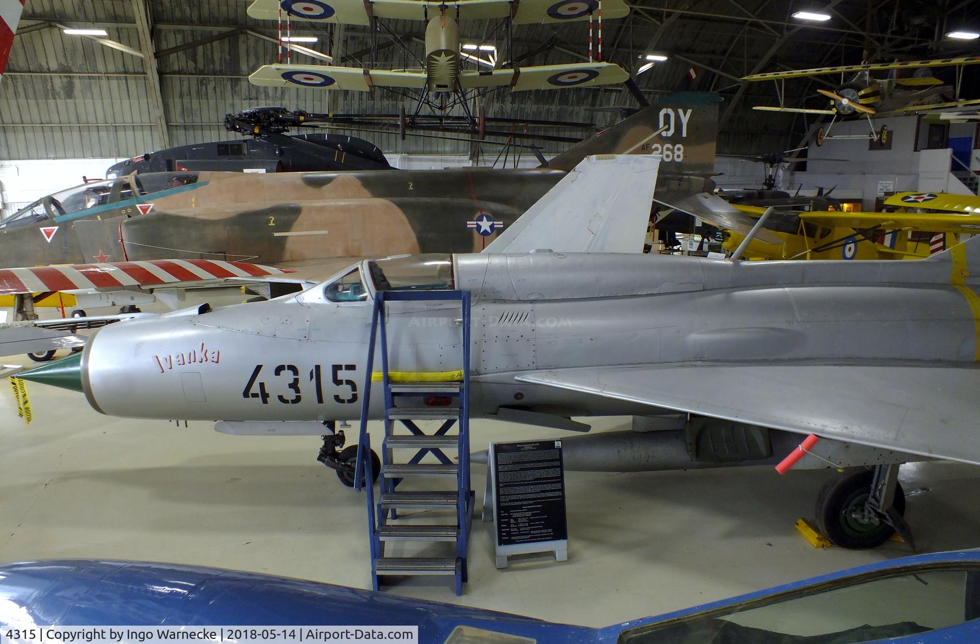 4315, 1966 Mikoyan-Gurevich MiG-21PF C/N 94A4315, Mikoyan i Gurevich MiG-21PFM FISHBED-F at the Combat Air Museum, Topeka KS