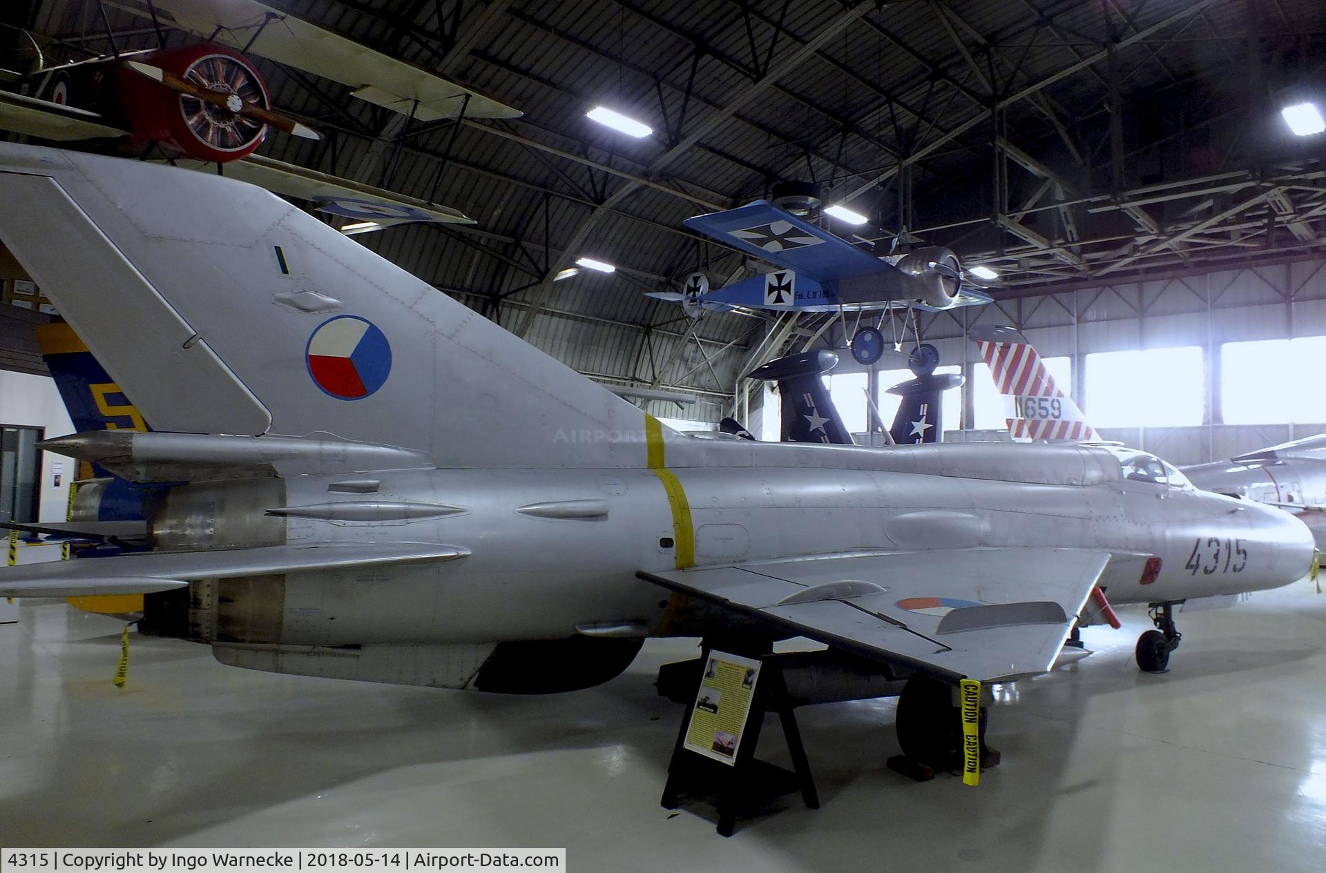 4315, 1966 Mikoyan-Gurevich MiG-21PF C/N 94A4315, Mikoyan i Gurevich MiG-21PFM FISHBED-F at the Combat Air Museum, Topeka KS