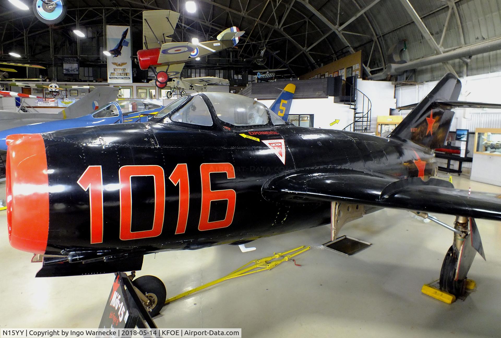 N15YY, 1955 Mikoyan-Gurevich MiG-15bis C/N 1B01016, Mikoyan i Gurevich MiG-15bis FAGOT at the Combat Air Museum, Topeka KS