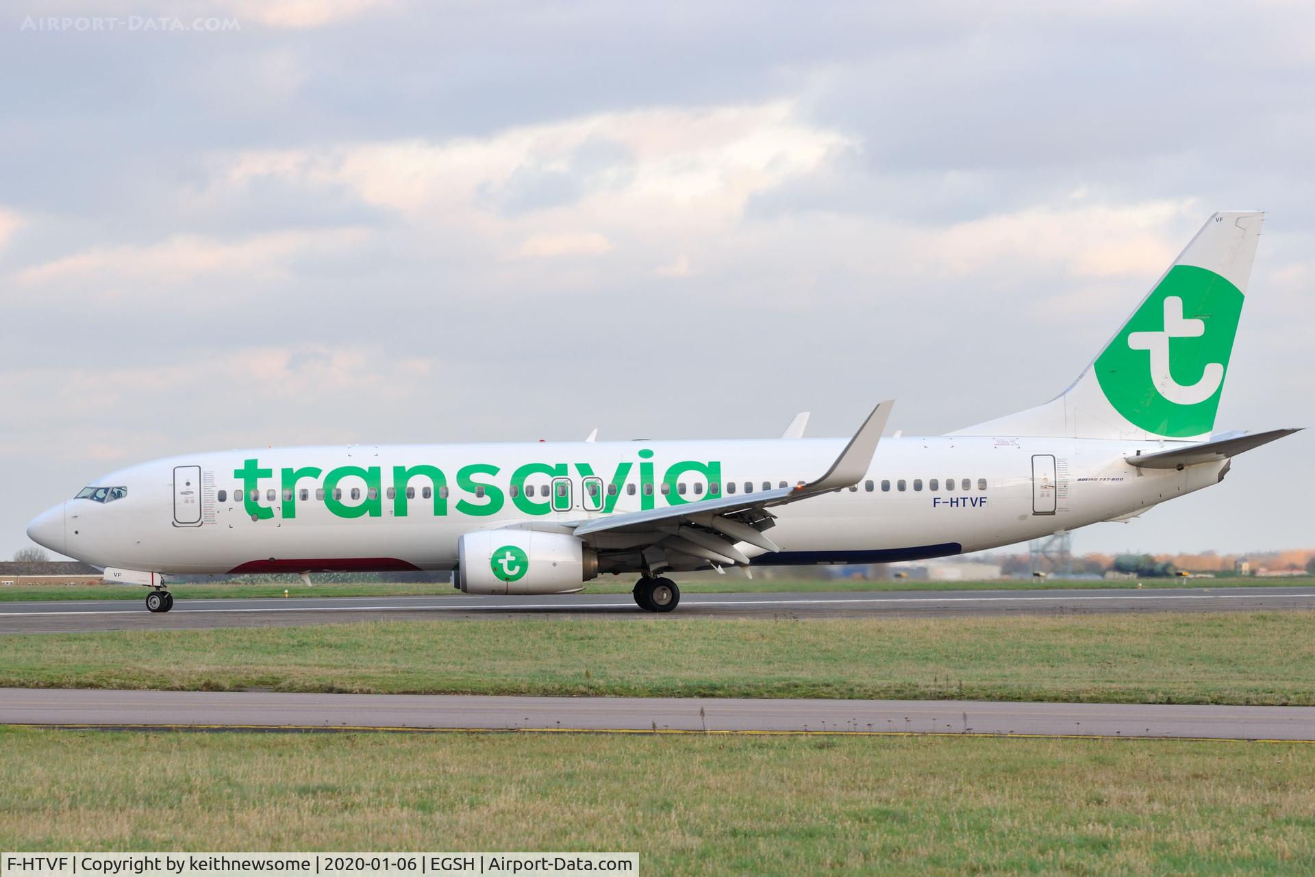 F-HTVF, 2017 Boeing 737-8K2 C/N 62160, Arriving at Norwich from Paris, Orly.