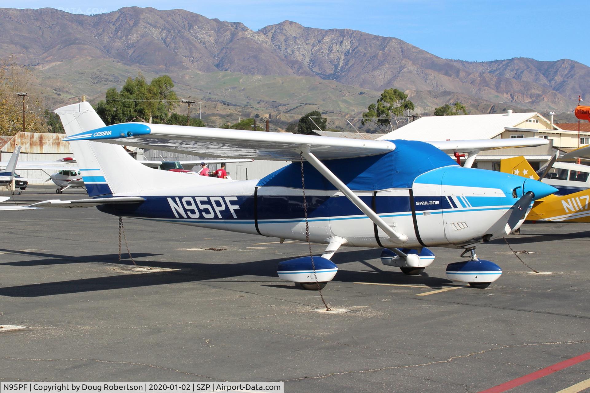 N95PF, Cessna 182 Skylane C/N 18265281, 1956 Cessna 182 SKYLANE, Continental O-470-S 230 hp, on Transient Ramp