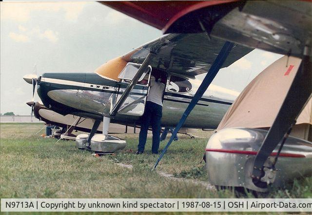 N9713A, 1950 Cessna 170A C/N 19403, EAA Oshkosh 1987 participant Ralph Siebert owner / pilot