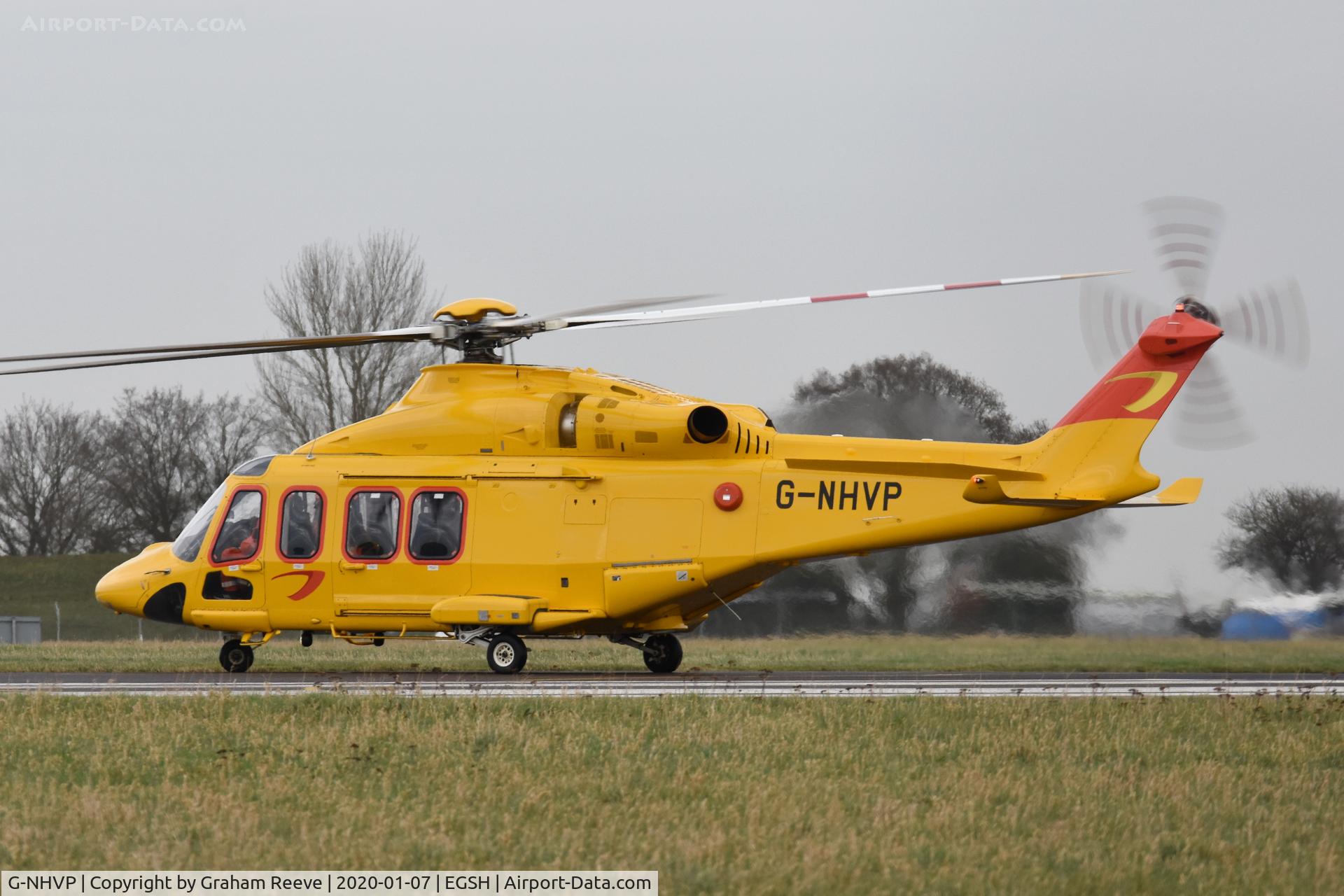 G-NHVP, 2018 AgustaWestland AW-139 C/N 41513, Departing from Norwich.